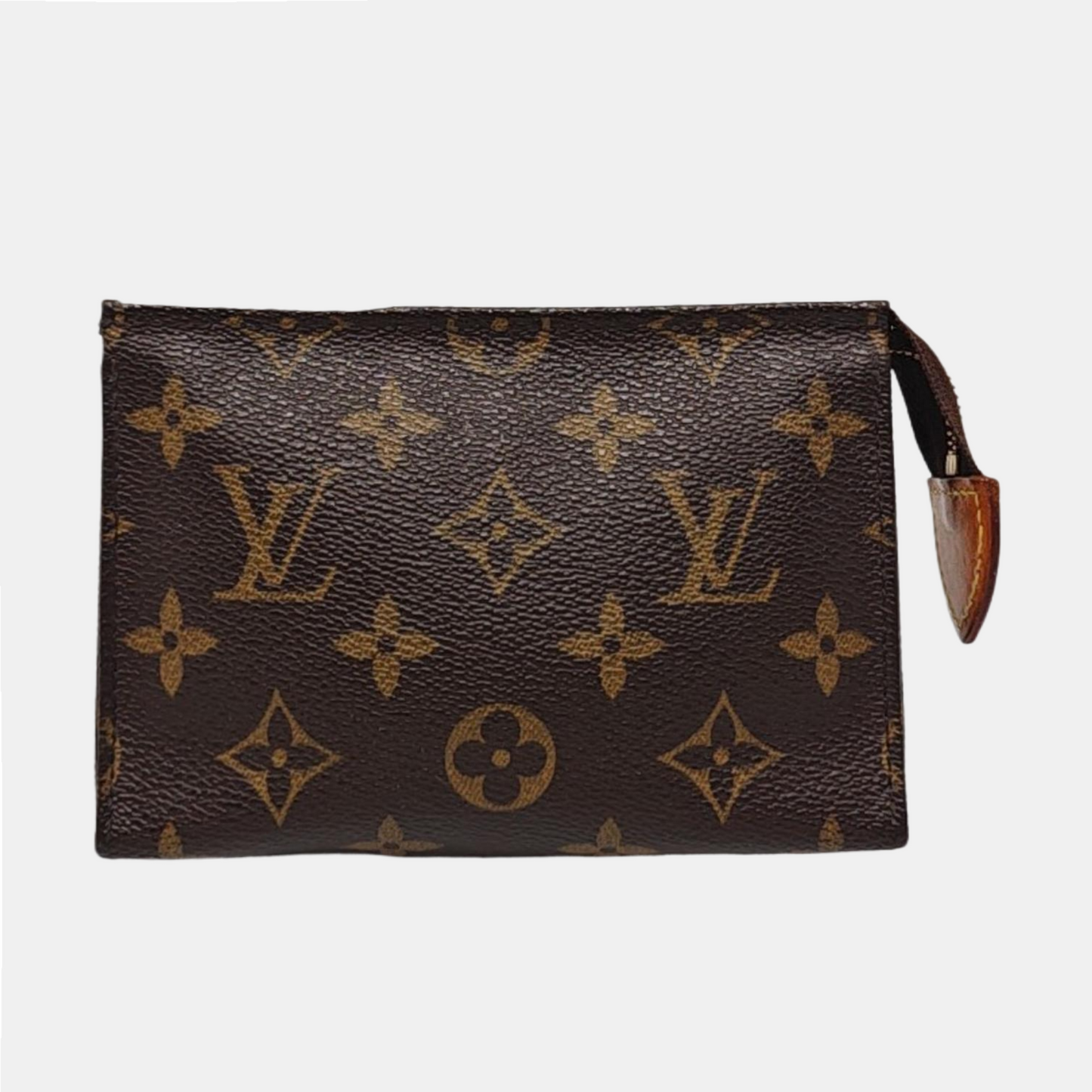 LOUIS VUITTON POCHE TOILETTE 15 Brown Coated Canvas Monogram Cosmetic Bag Clutch Golden hardware-(SKU)-953111259