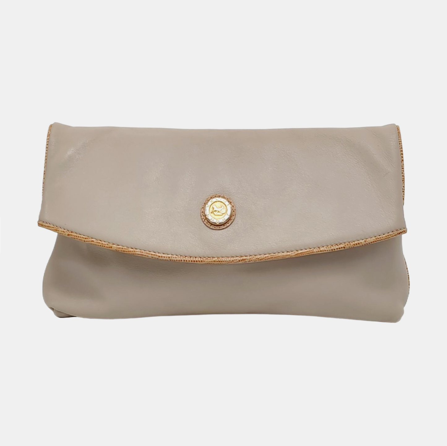 CELINE MACADAM CLUTCHES Khaki Cowhide Handbag Golden hardware-(SKU)-953216913