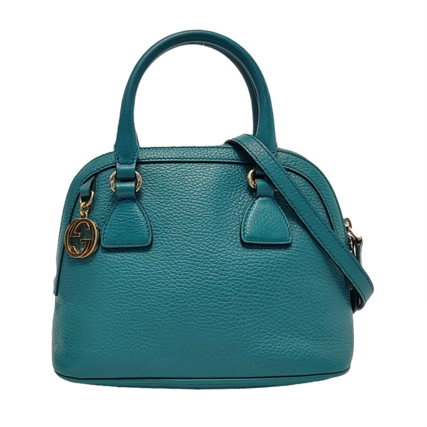 GUCCI DOME Blue Calf Leather Shoulder Bag Tote Golden hardware Removable shoulder strap-(SKU)-953375478