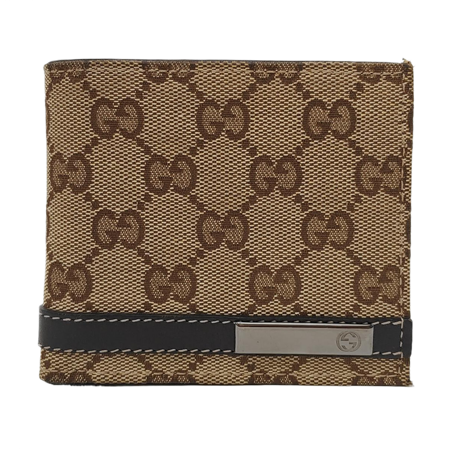 GUCCI Brown Canvas Monogrammed Wallet Golden hardware-(SKU)-953543328