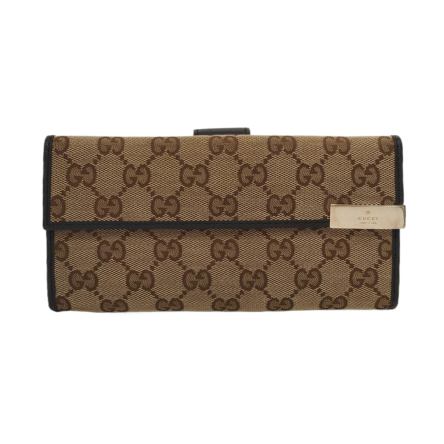 GUCCI Khaki Canvas Monogrammed Wallet Golden hardware-(SKU)-953543640