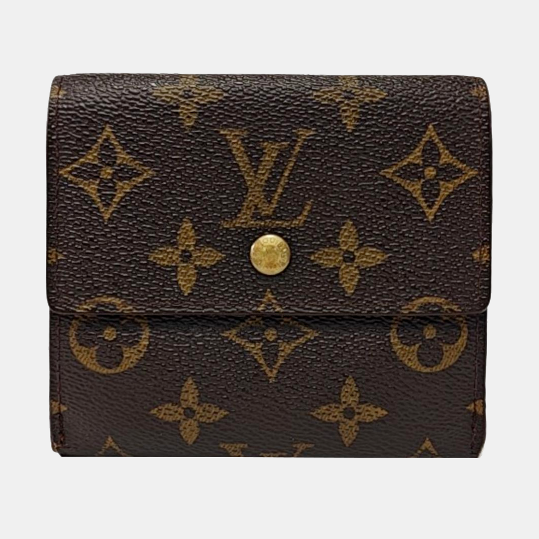 LOUIS VUITTON ELISE Brown coated canvas vintage wallet Golden hardware Vintage model-(SKU)-953704292