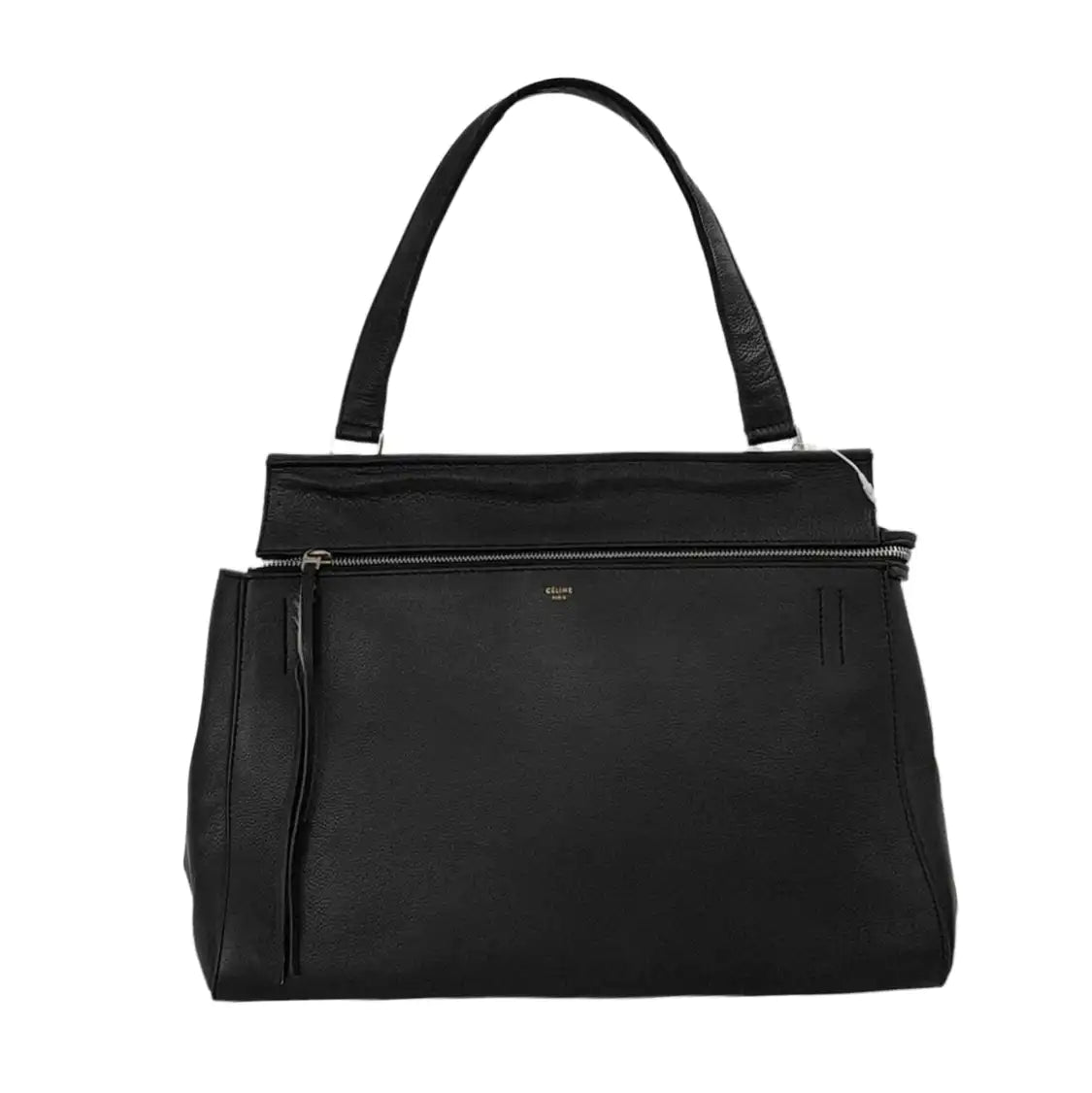 CELINE EDGE Black cowhide tote bag Silver Hardware-(SKU)-952921154