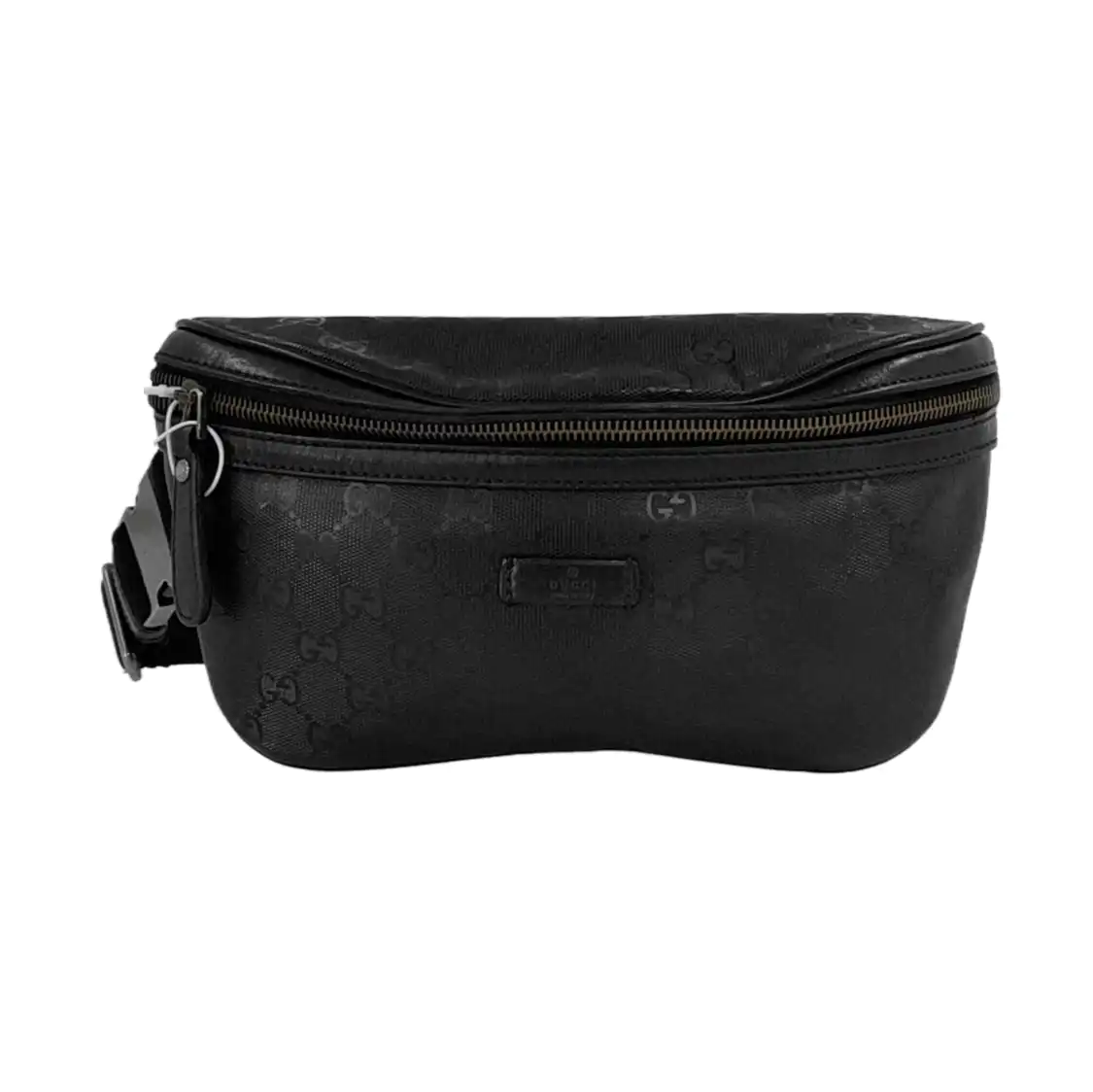 GUCCI GG Imprime Black涂层帆布老花腰包腰包/胸包 Silver Hardware-(SKU)-953665955