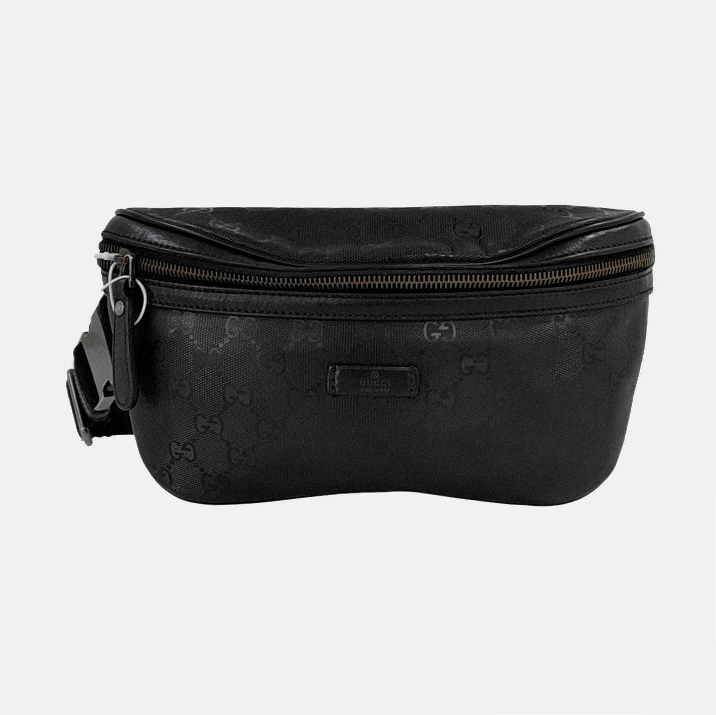 GUCCI GG Imprime Black涂层帆布老花腰包腰包/胸包 Silver Hardware-(SKU)-953665955