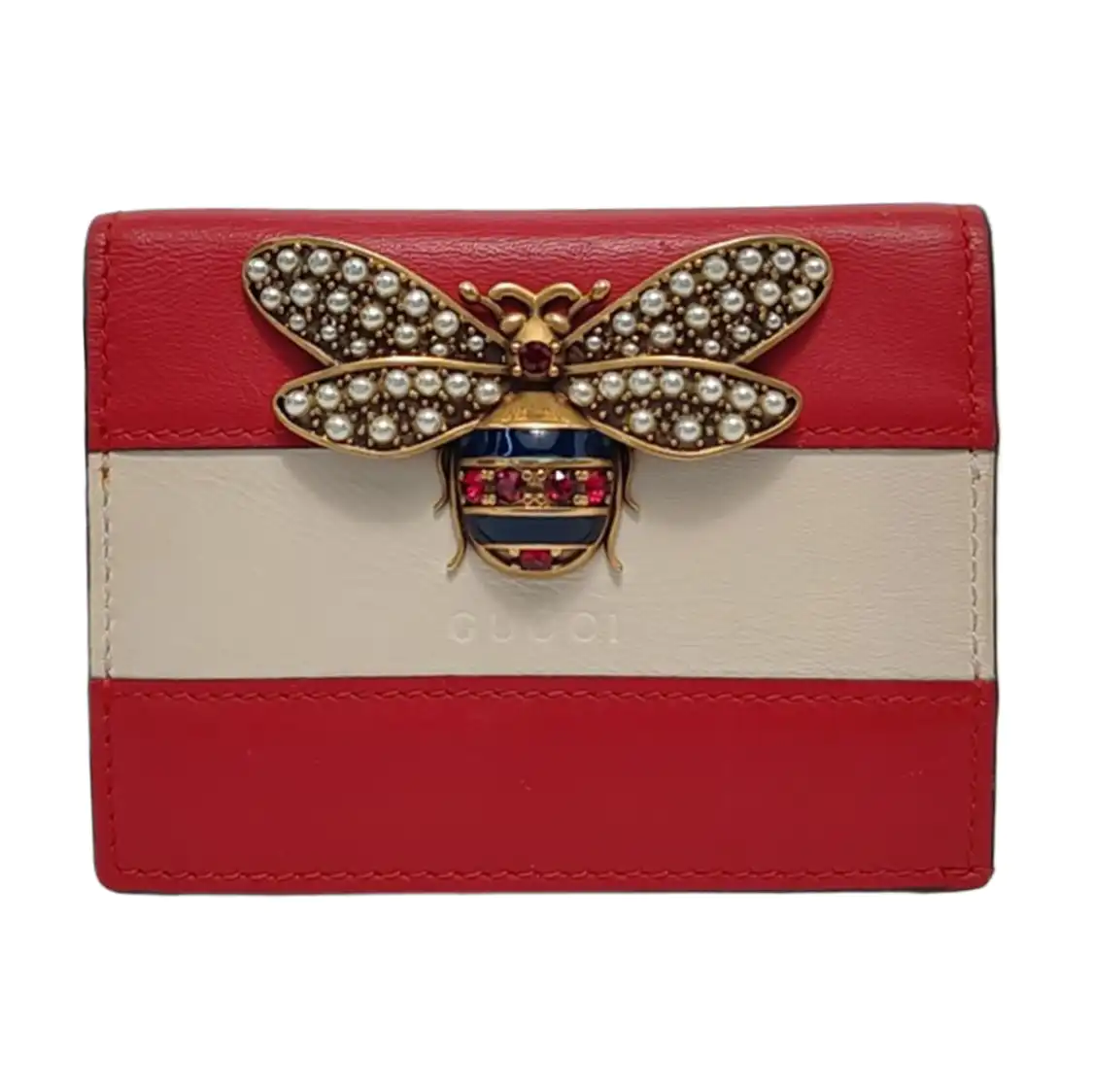 GUCCI Queen Margaret Red Cowhide Bee Wallet Golden hardware-(SKU)-953738201
