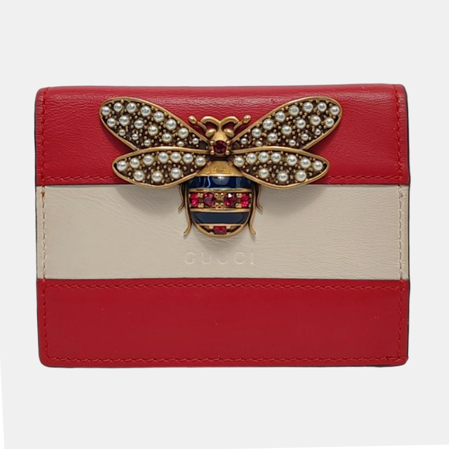 GUCCI Queen Margaret Red Cowhide Bee Wallet Golden hardware-(SKU)-953738201