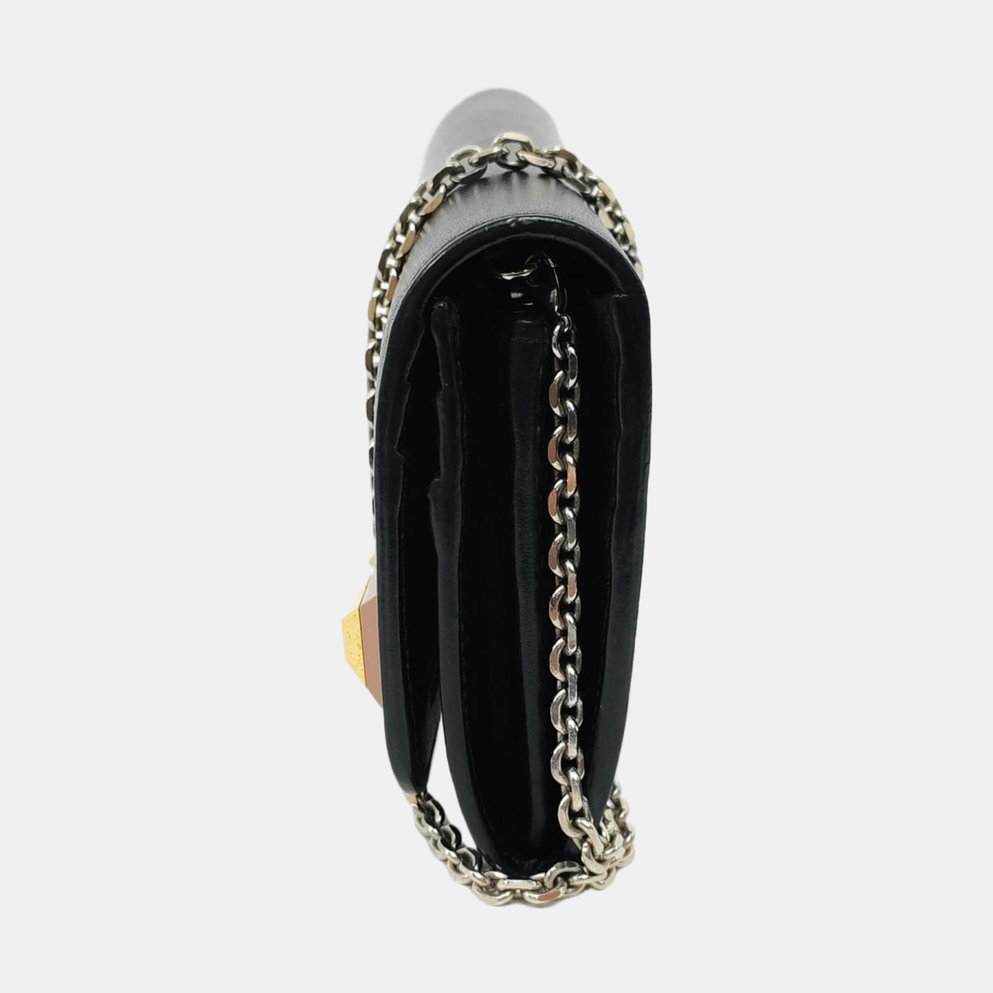 FENDI Monster Black Leather Studs Single Shoulder Crossbody Bag Silver Hardware Removable shoulder strap-(SKU)-953618573