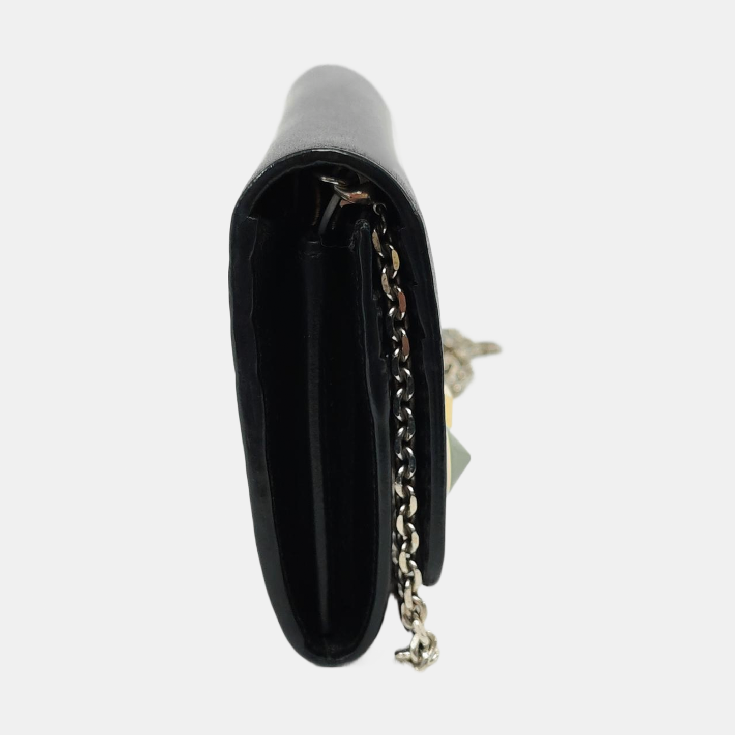 FENDI Monster Black Leather Studs Single Shoulder Crossbody Bag Silver Hardware Removable shoulder strap-(SKU)-953618573