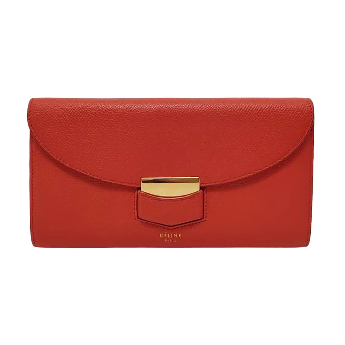 CELINE TROTTEUR Large size Red Leather Wallet Golden hardware-(SKU)-954216464