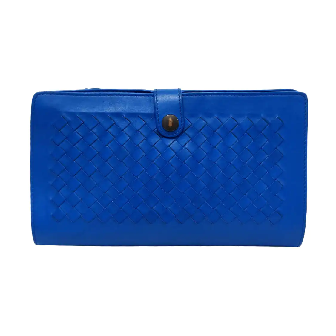 BOTTEGA VENETA Blue Cowhide Woven Handbag Black hardware-(SKU)-954198807