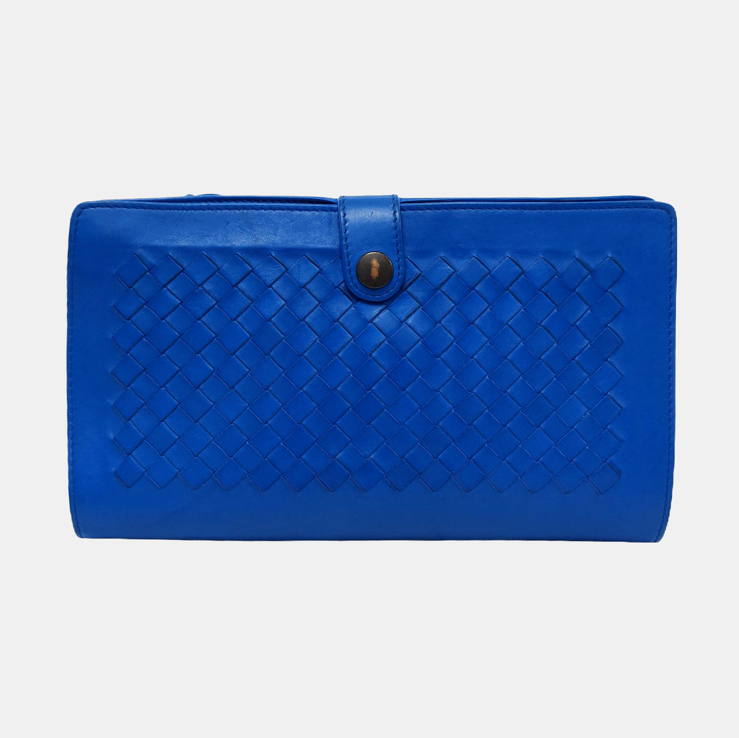 BOTTEGA VENETA Blue Cowhide Woven Handbag Black hardware-(SKU)-954198807