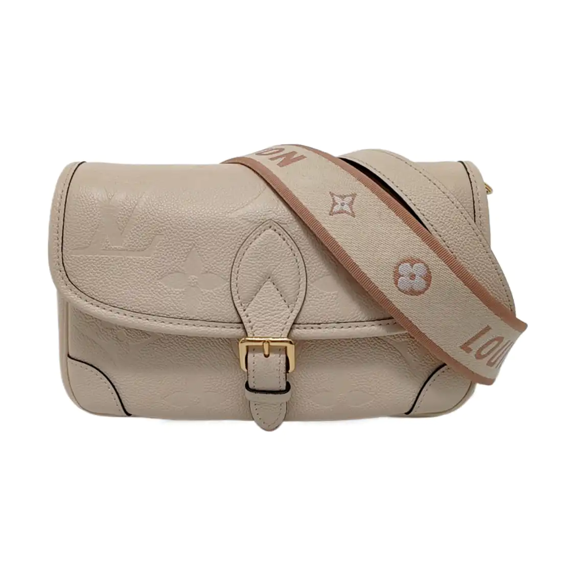 LOUIS VUITTON DIANE Beige Leather Monogram Shoulder Bag Tote with Detachable Strap-(SKU)-954097880