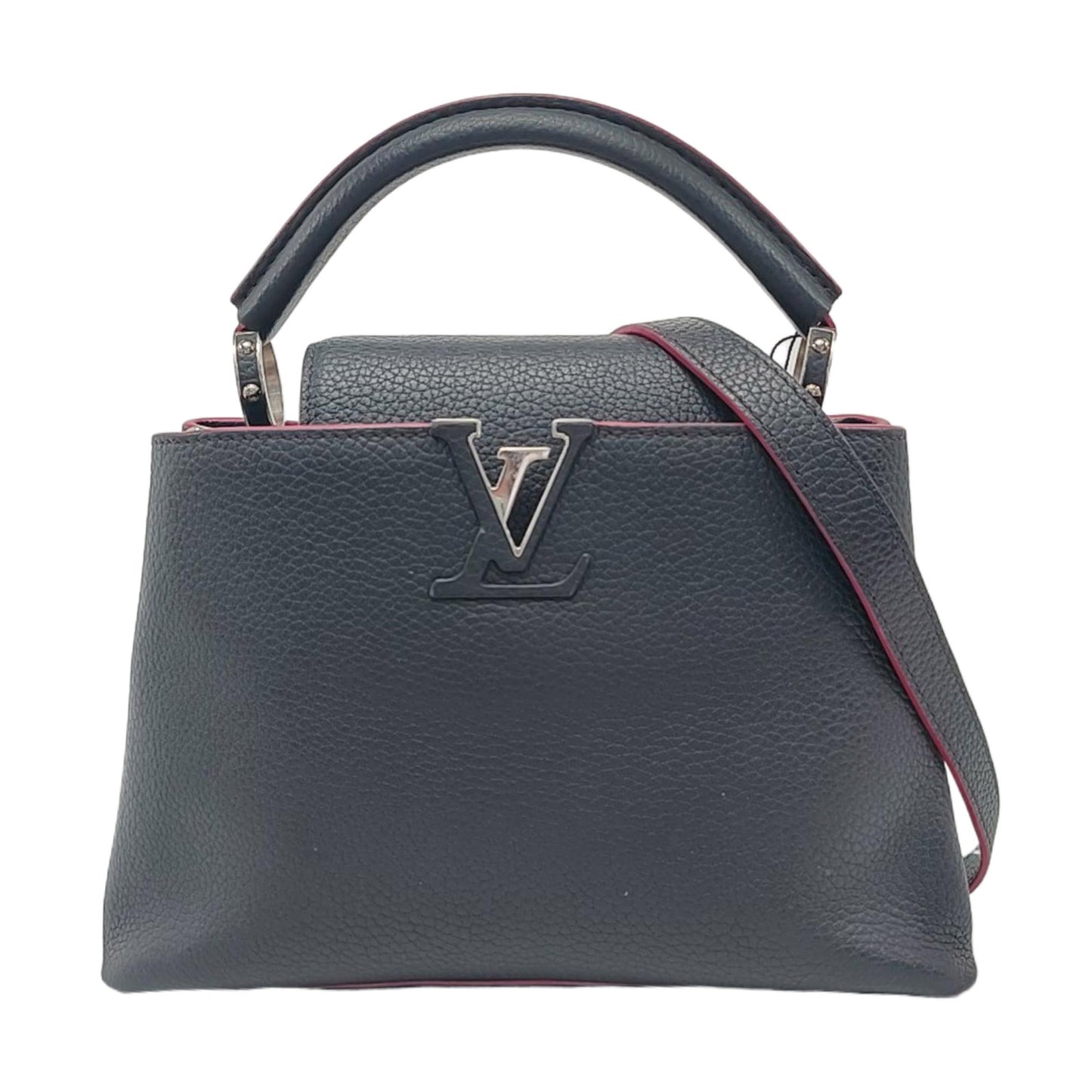 LOUIS VUITTON CAPUCINES BB Dark Blue Calfskin Shoulder Bag Tote Crossbody Bag with Detachable Strap-(SKU)-954441893