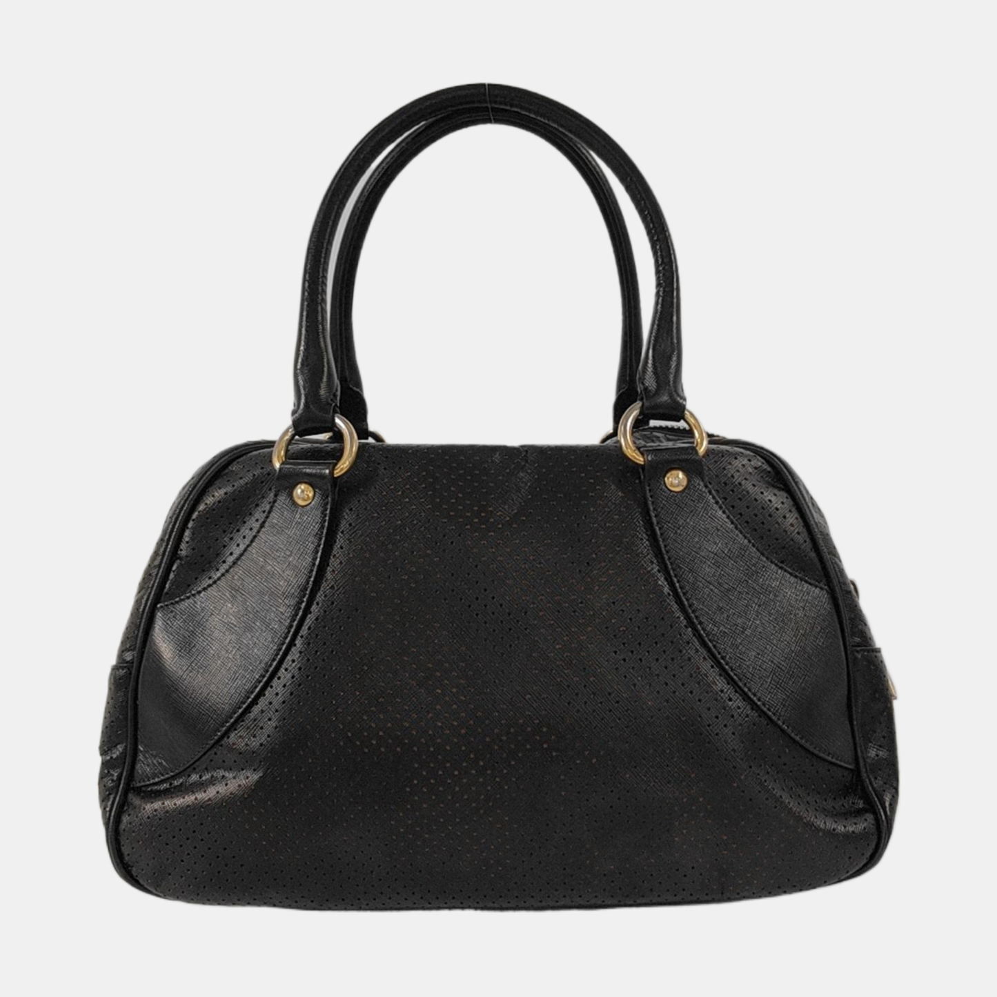 PRADA Promenade Black Leather Cut-Out Handbag Golden hardware-(SKU)-954408142