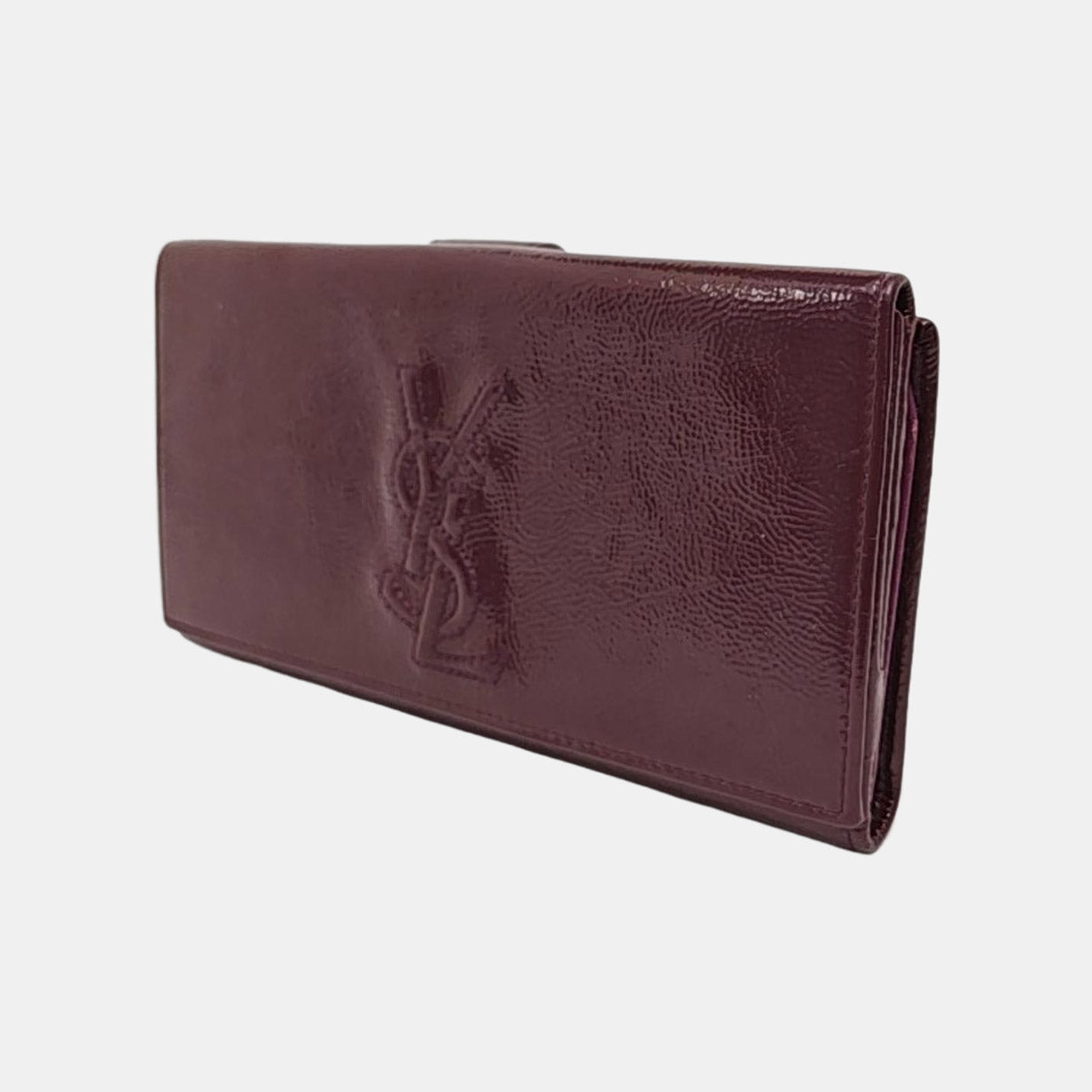 YSL Pink Purple Leather Embossed Wallet-(SKU)-954355726
