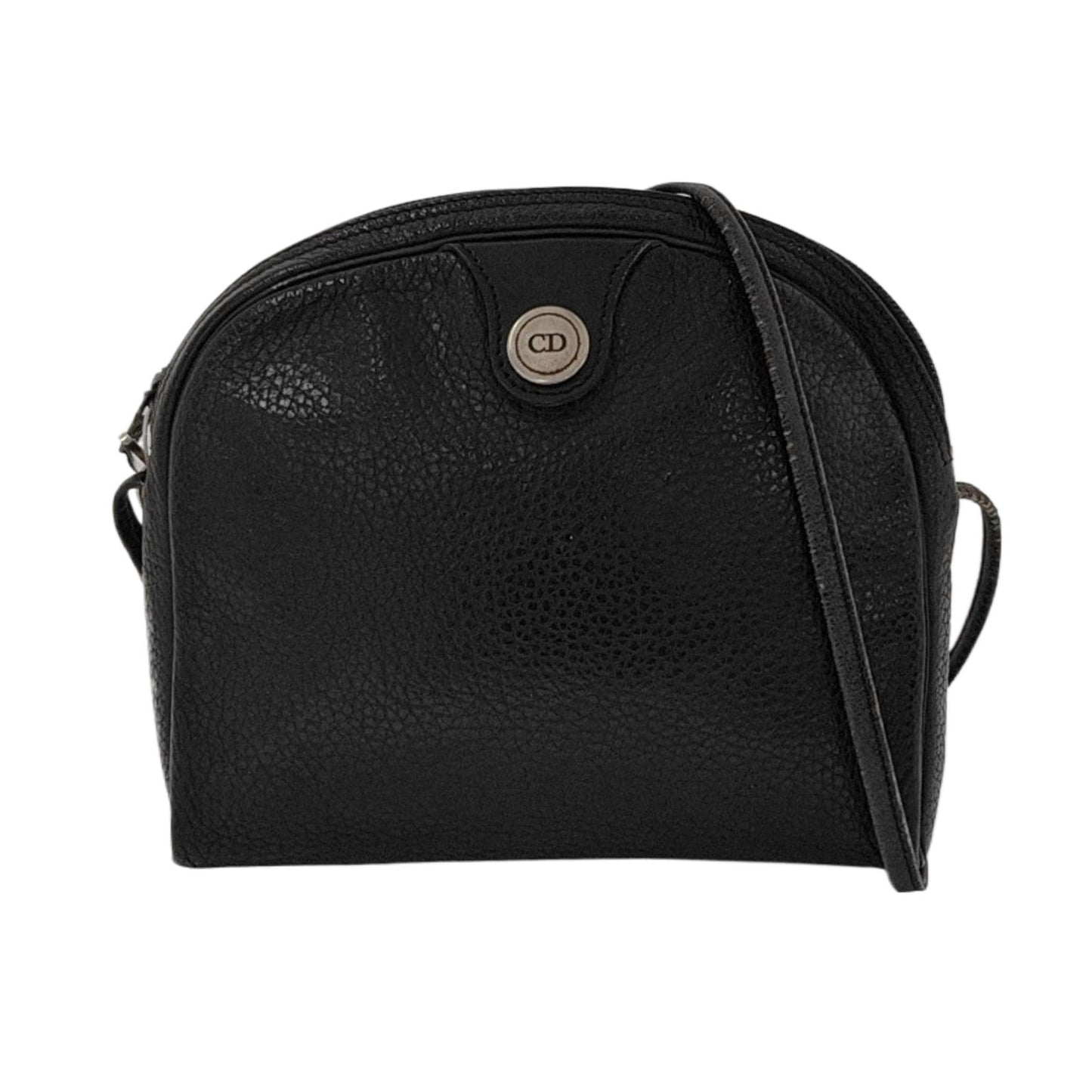 DIOR Black Coated Canvas Crossbody Bag Single Shoulder Bag Silver Hardware-(SKU)-945838220
