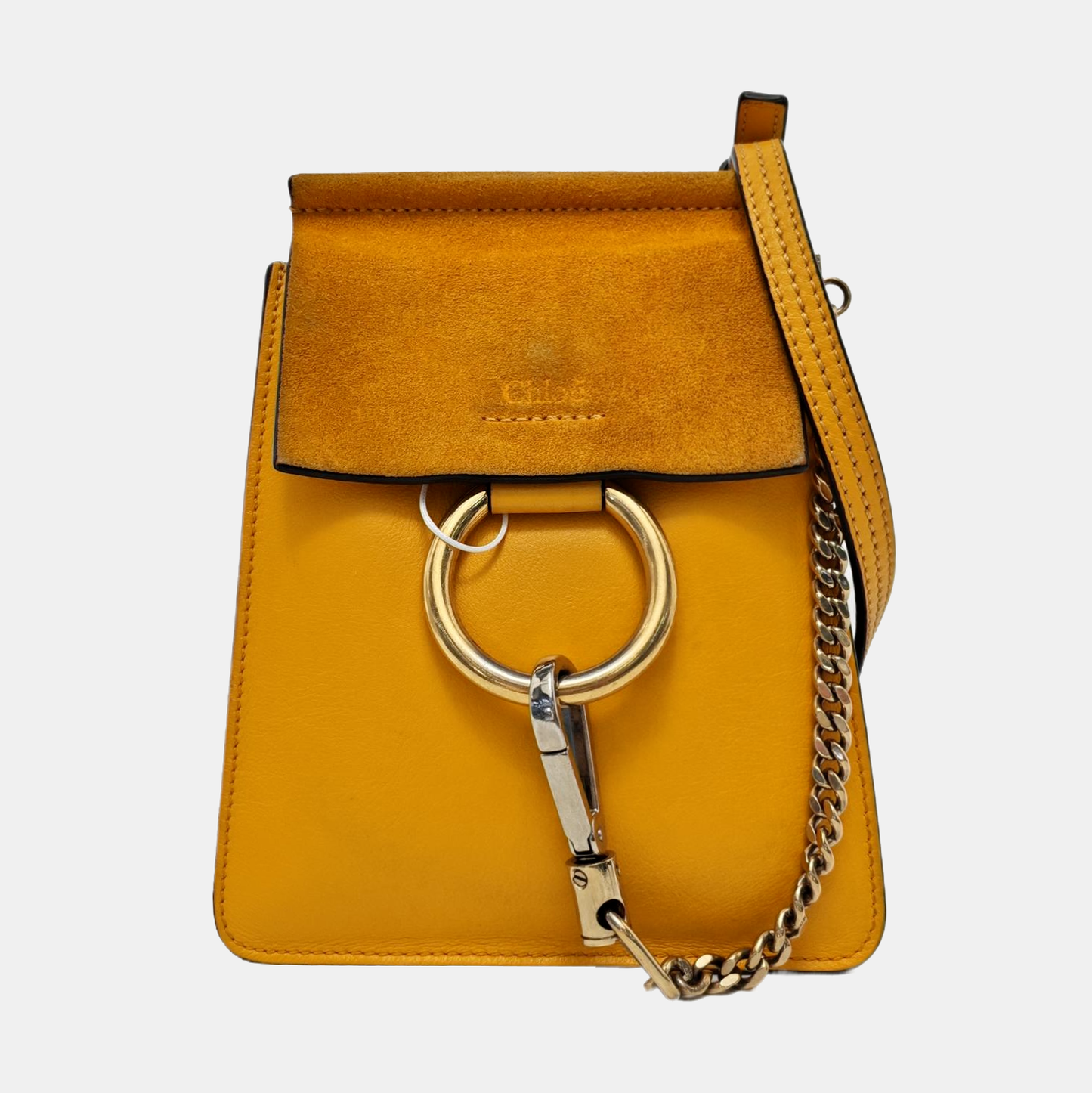 Chloé Faye Small size Yellow Leather Single Shoulder Bag Crossbody Bag Handbag Golden hardware Removable shoulder strap-(SKU)-954686594