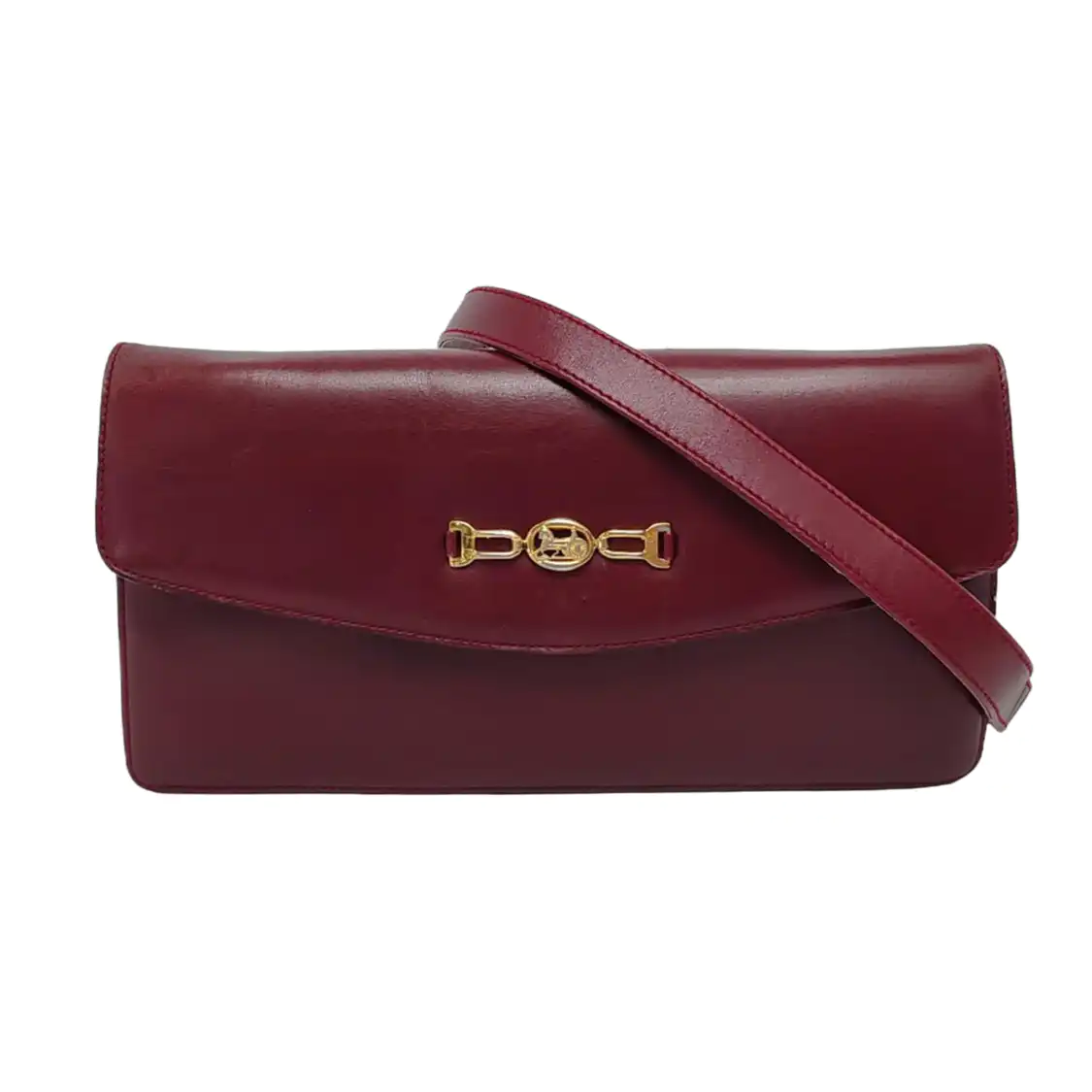 CELINE Burgundy Leather Single Shoulder Bag Golden hardware Removable shoulder strap-(SKU)-954657599