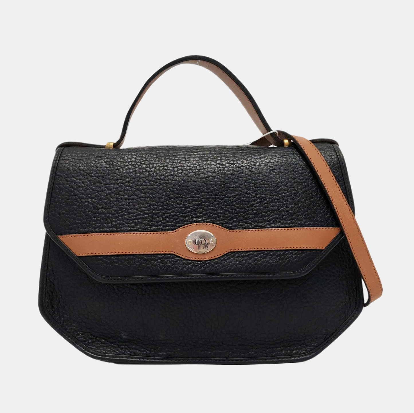 DIOR Black Leather Single Shoulder Bag Handbag Crossbody Silver Hardware Removable shoulder strap-(SKU)-954675059