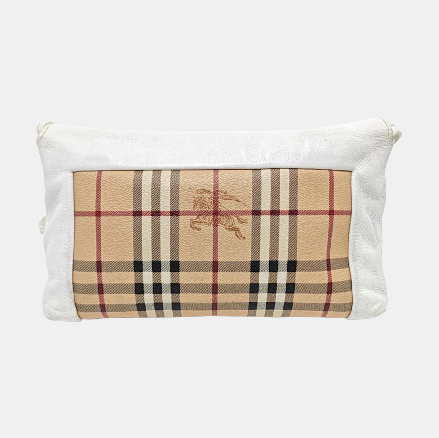 BURBERRY Khaki Coated Canvas Warhorse Plaid Crossbody Shoulder Bag Golden hardware-(SKU)-954930104