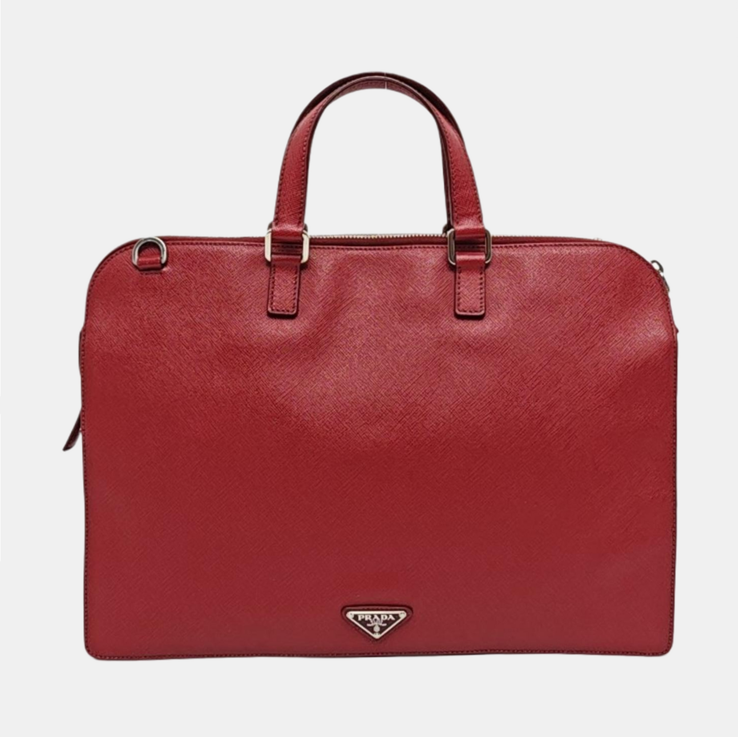 PRADA Red Cowhide Tote Bag Silver Hardware-(SKU)-954933238
