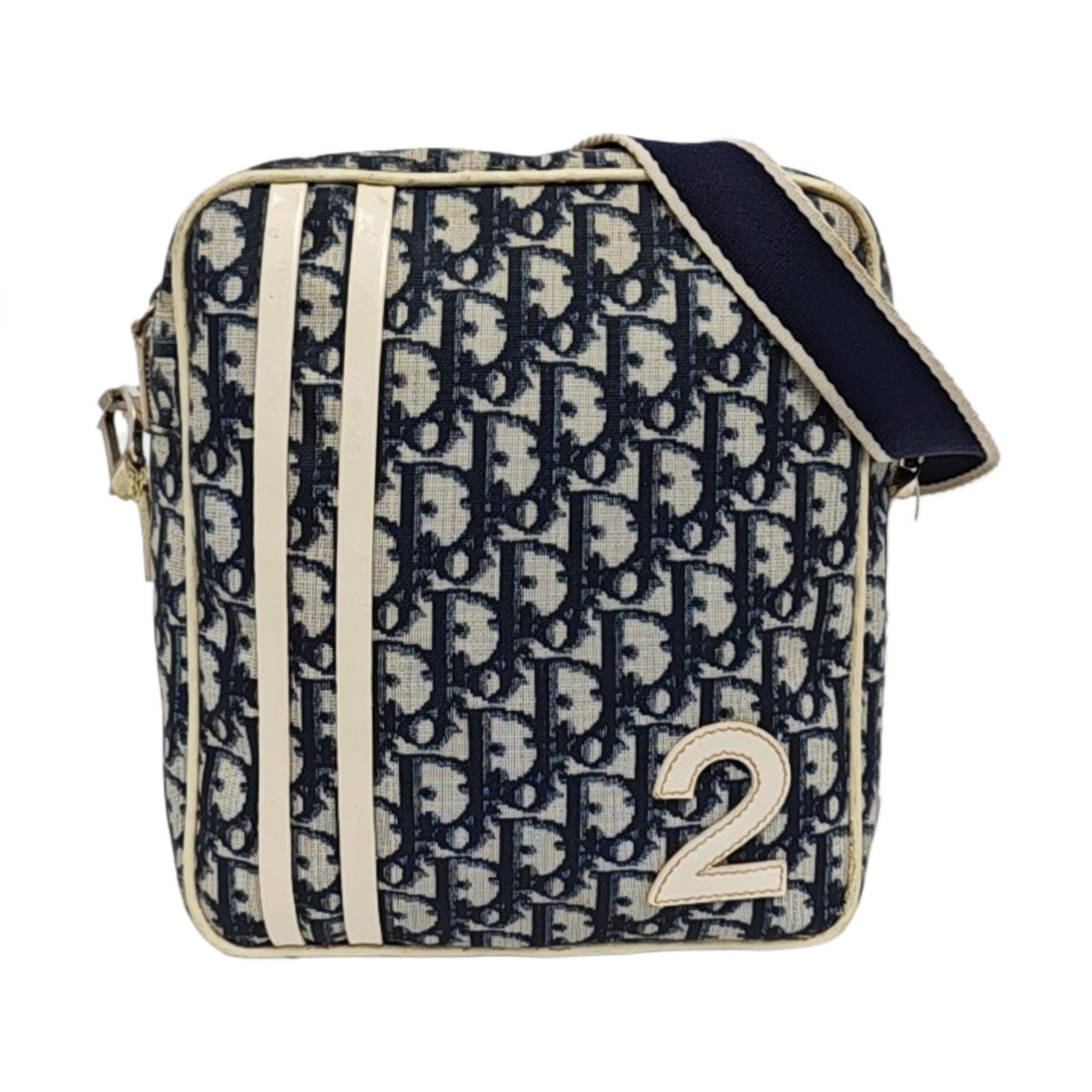 DIOR Rasta Blue Coated Canvas Monogram Crossbody Tote Shoulder Bag Silver Hardware-(SKU)-954926887