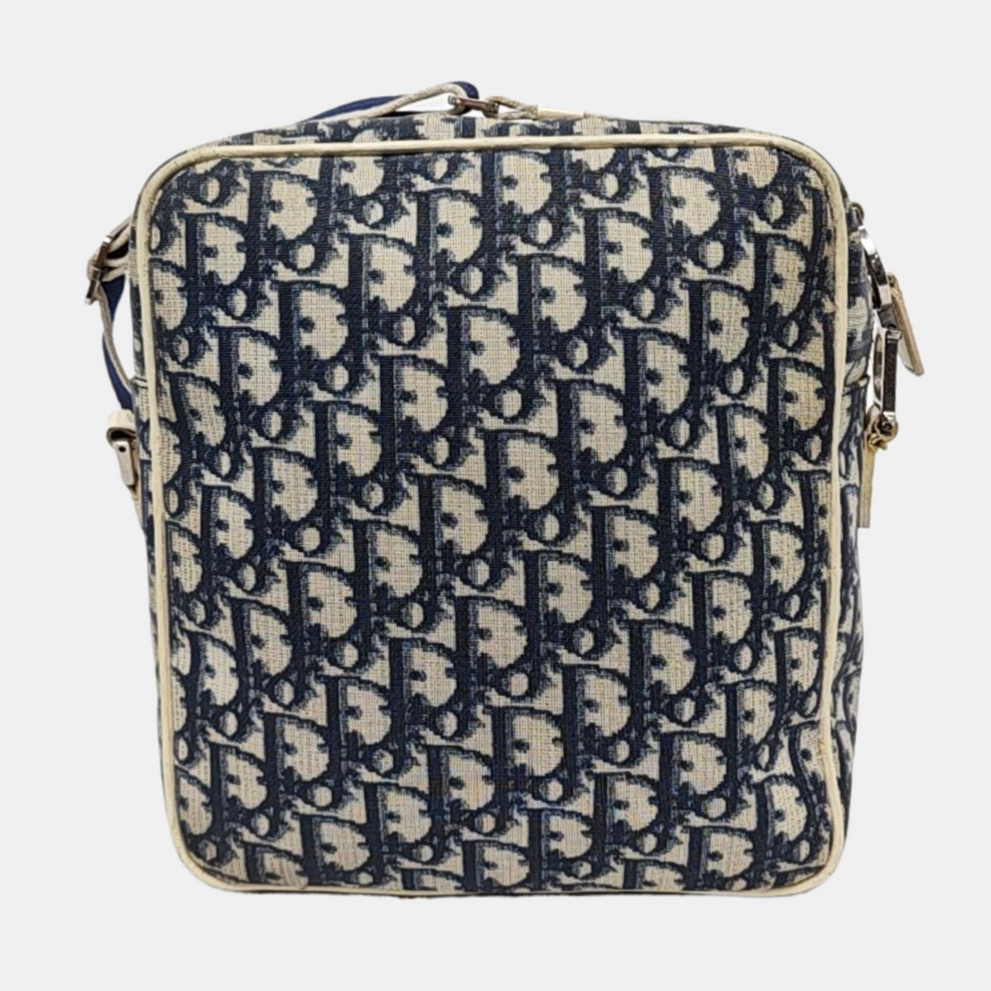 DIOR Rasta Blue Coated Canvas Monogram Crossbody Tote Shoulder Bag Silver Hardware-(SKU)-954926887