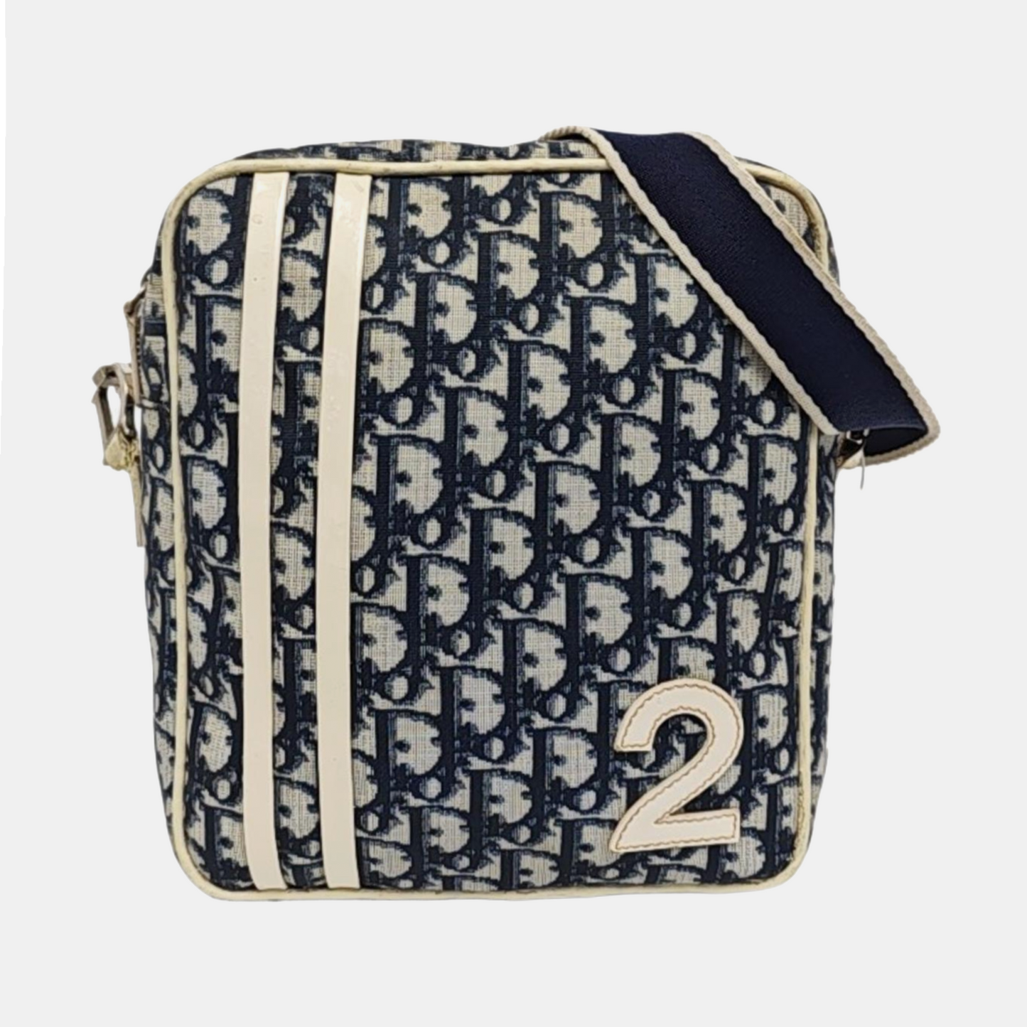 DIOR Rasta Blue Coated Canvas Monogram Crossbody Tote Shoulder Bag Silver Hardware-(SKU)-954926887