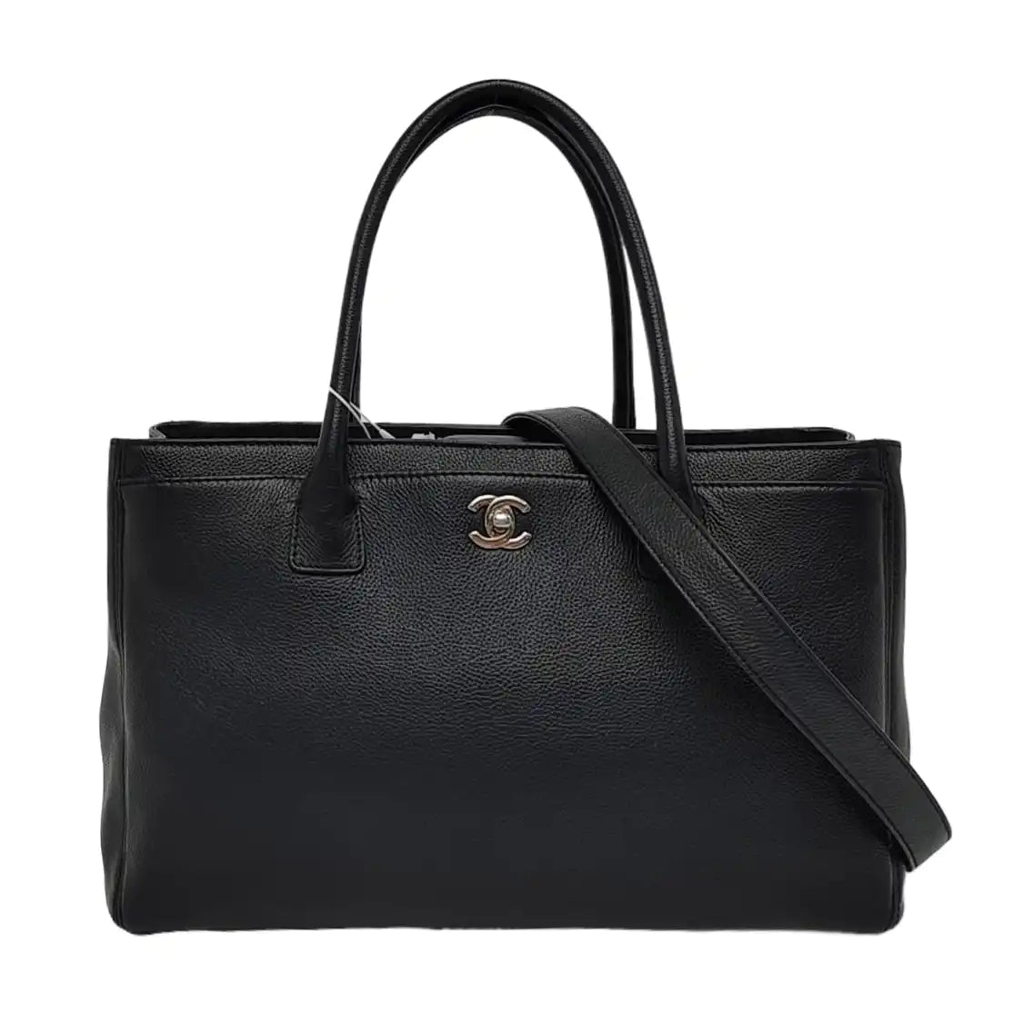 CHANEL CERF Black Calfskin Leather Shoulder Bag with Removable Strap-(SKU)-954658112