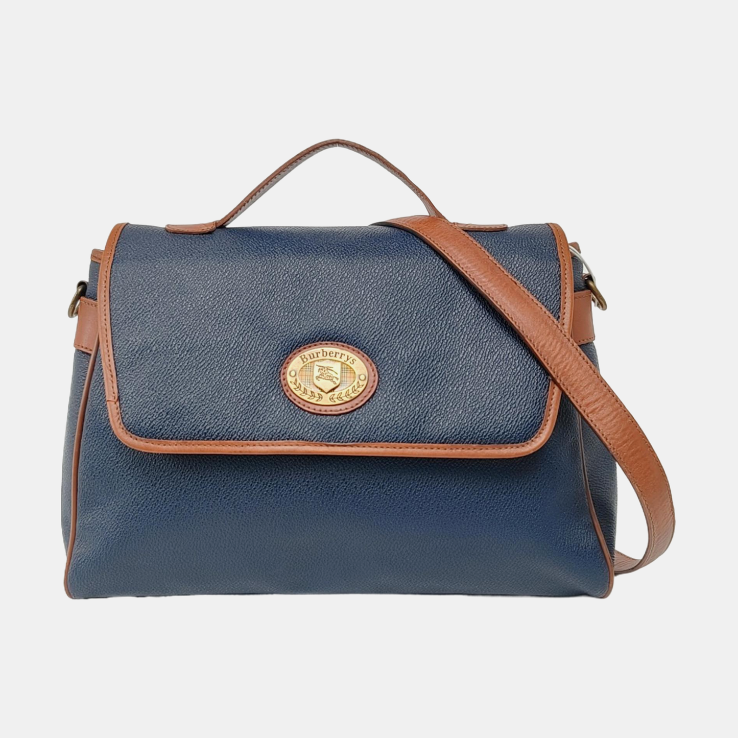 BURBERRY Dark Blue Cowhide Crossbody Bag Tote Bag Single Shoulder Bag Golden hardware Removable shoulder strap-(SKU)-955231320