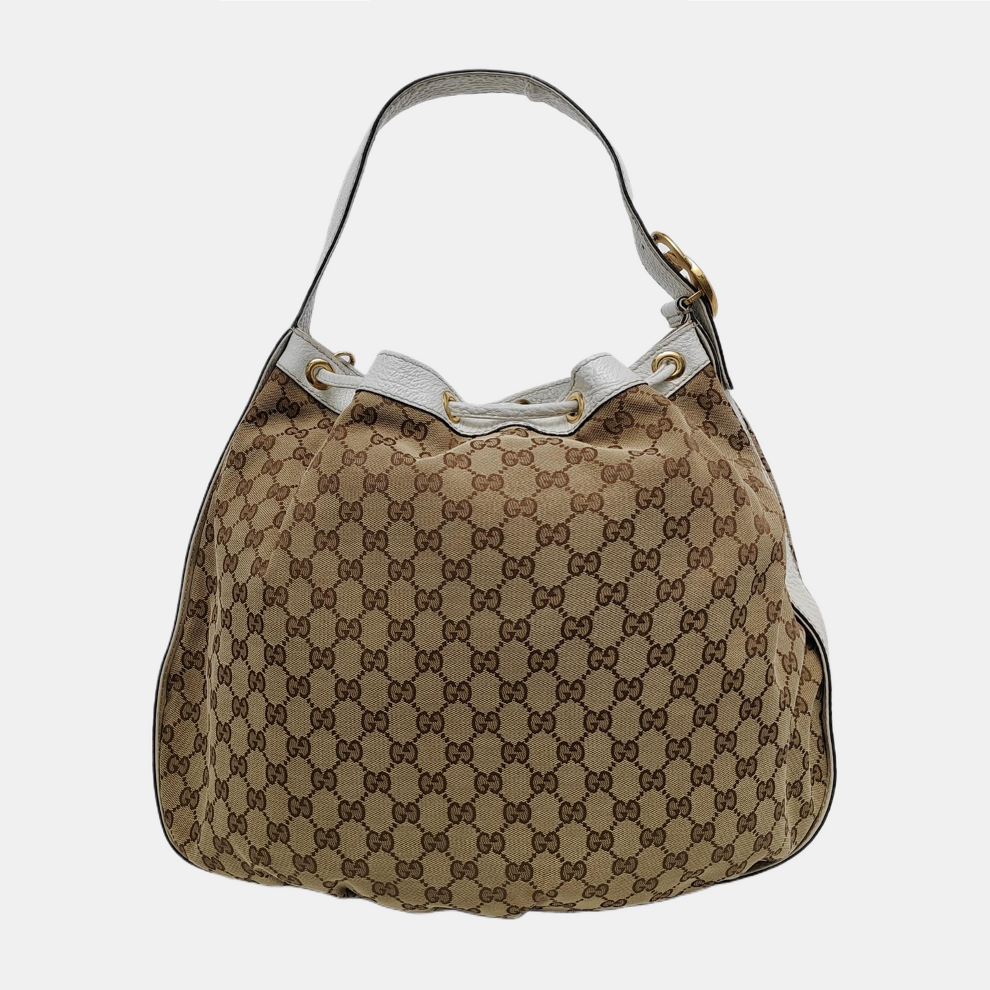 GUCCI Interlocking G Brown Canvas Fringe Shoulder Bag Tote Golden hardware-(SKU)-946676111