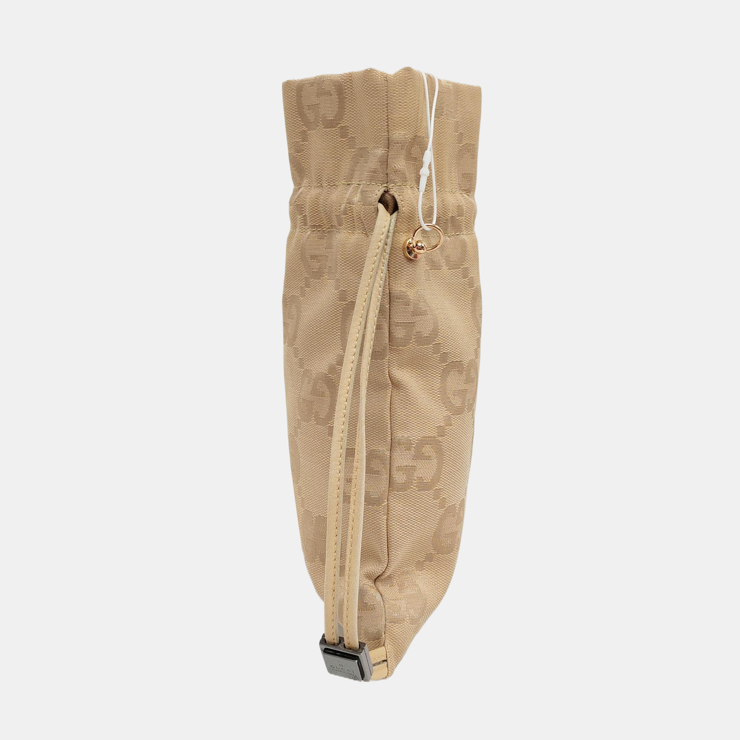 GUCCI Bucket bag Beige Canvas Monogrammed Handbag Golden Silver Hardware-(SKU)-955357697
