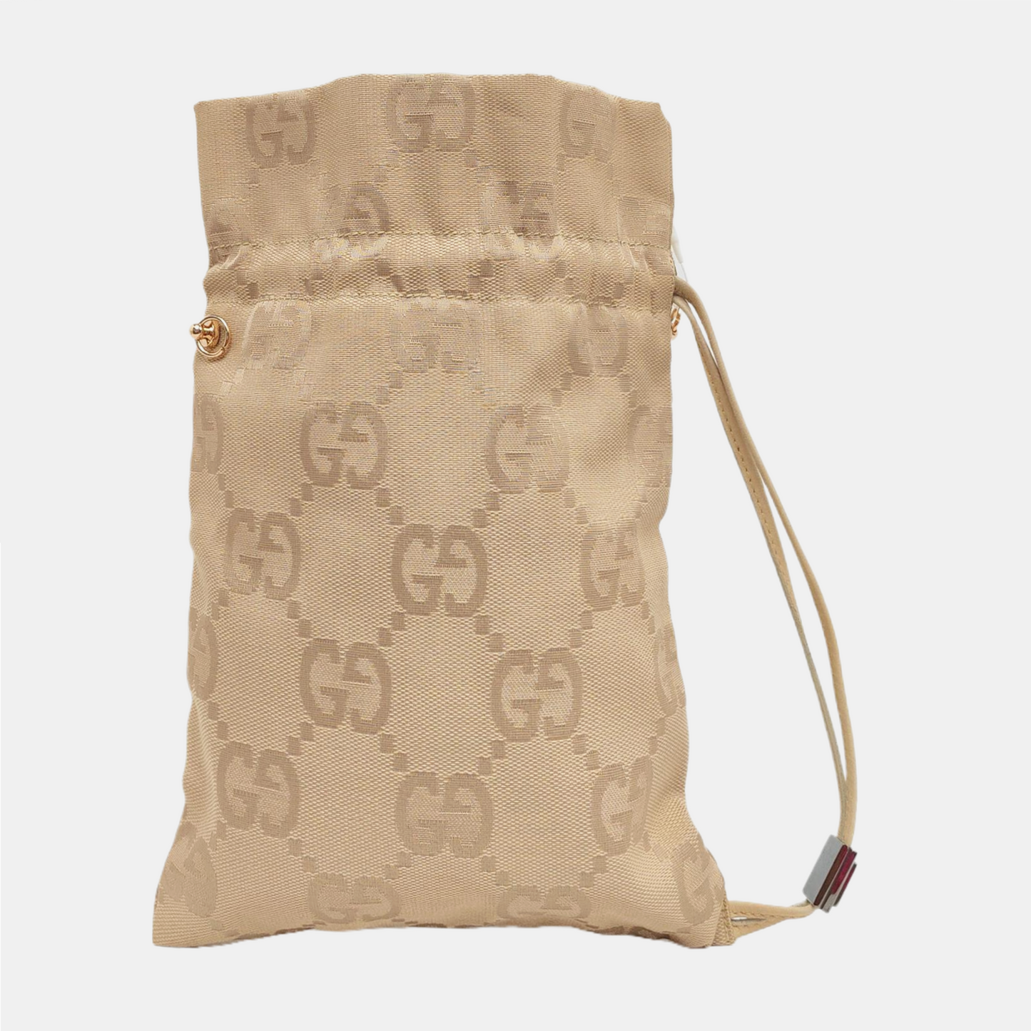 GUCCI Bucket bag Beige Canvas Monogrammed Handbag Golden Silver Hardware-(SKU)-955357697