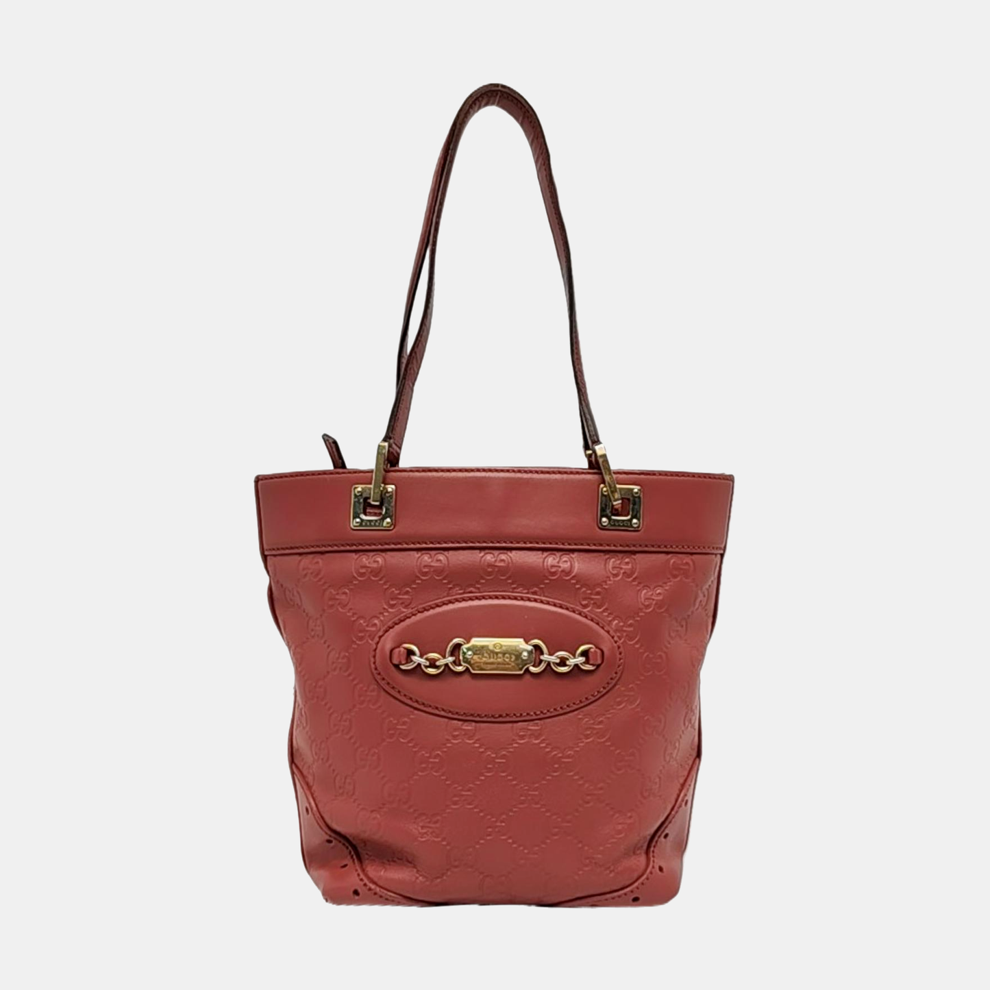 GUCCI Ligne Shima Beige Calf Leather Monogrammed Ripple Texture Single Shoulder Bag Handbag Golden hardware-(SKU)-955507212