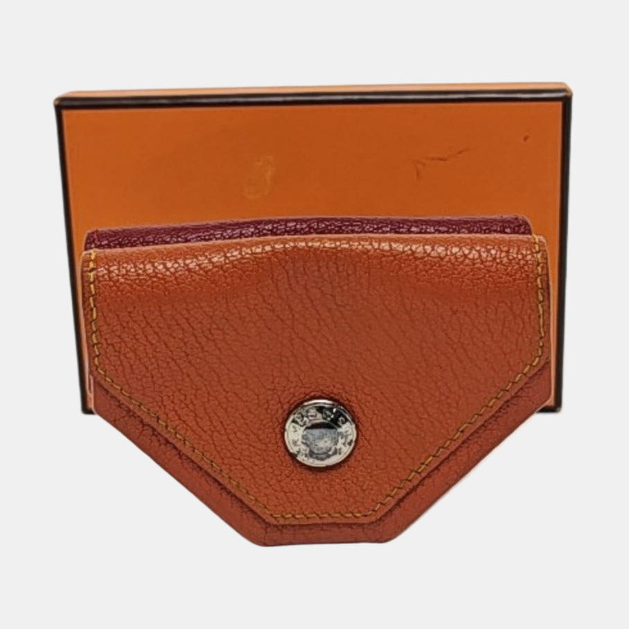 HERMÈS 24 Verso Hermes OrangeChèvre MysoreGoat Leather Clutch Silver Hardware 🄵stamp-(SKU)-955678144