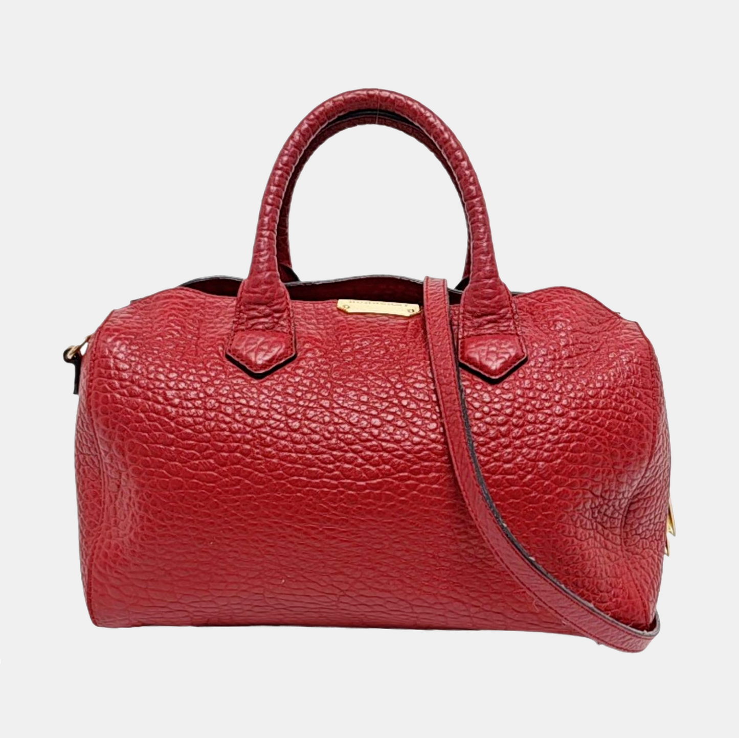 BURBERRY Red Cowhide Embossed Single Shoulder Bag Handbag Crossbody Golden hardware Removable shoulder strap-(SKU)-955432116