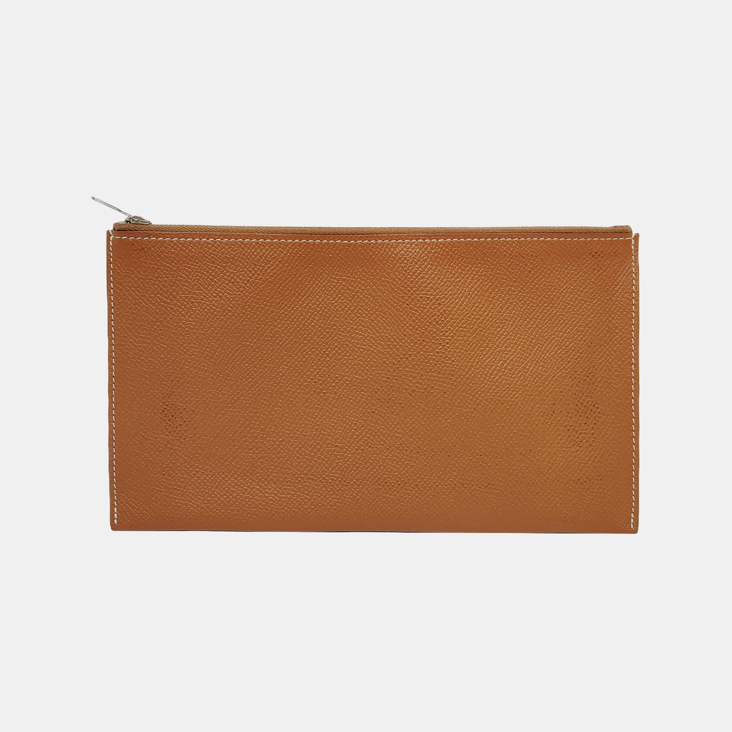 HERMÈS Atout Gold BrownEpsom牛皮手拿包 Silver Hardware Astamp-(SKU)-948732539