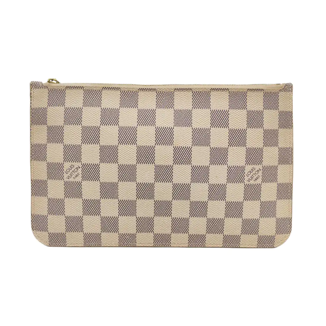 LOUIS VUITTON NEVERFULL Large size White Coated Canvas Checkered Shopping Bag Handbag Golden hardware-(SKU)-955820741