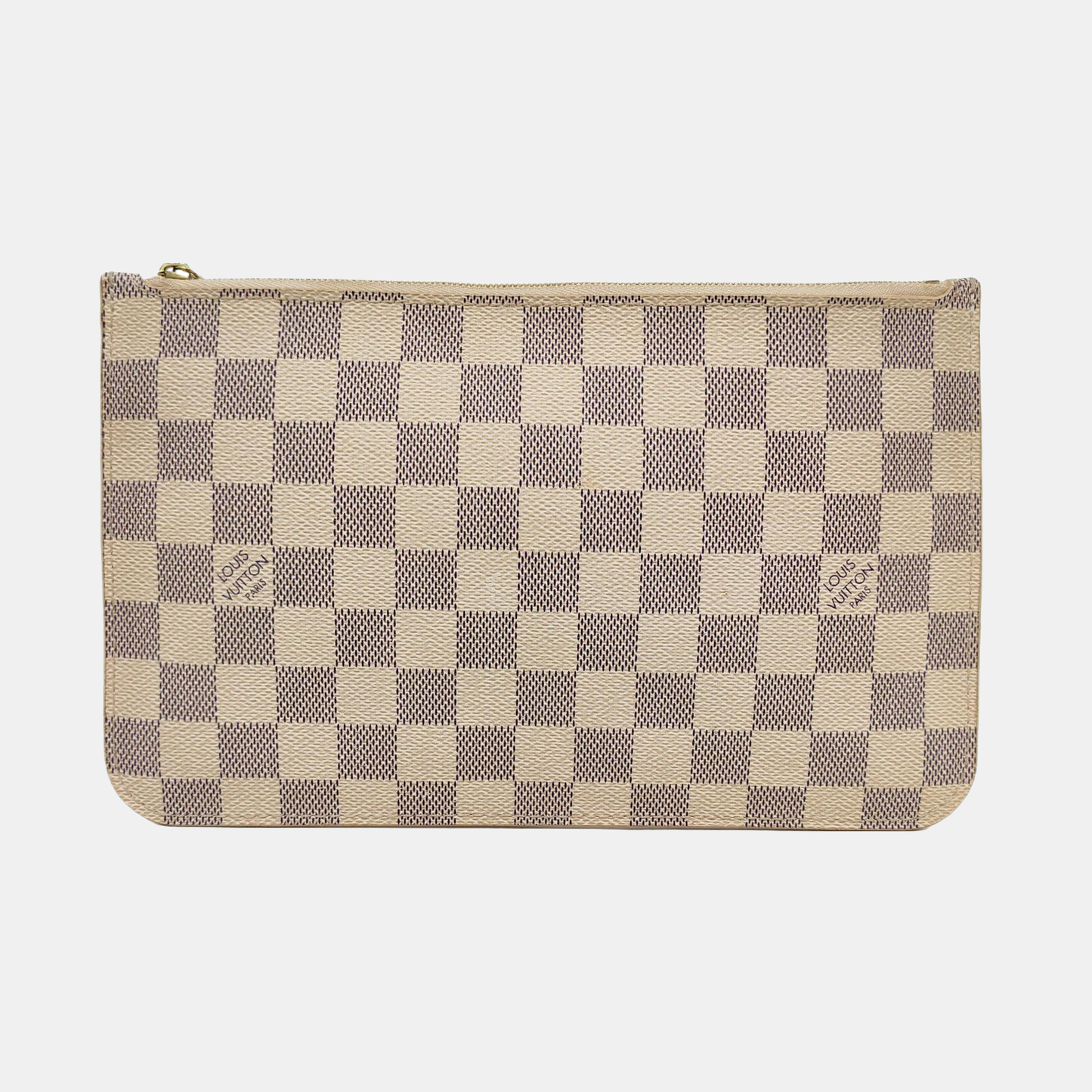 LOUIS VUITTON NEVERFULL Large size White Coated Canvas Checkered Shopping Bag Handbag Golden hardware-(SKU)-955820741