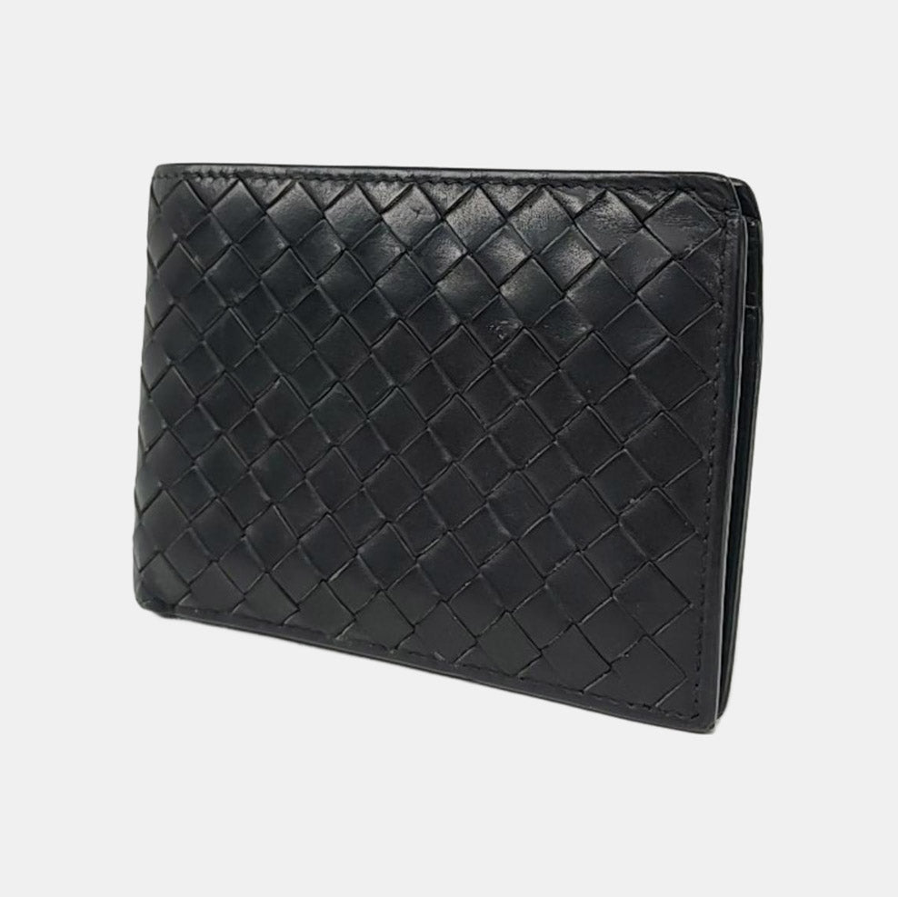 BOTTEGA VENETA Black Sheepskin Woven Wallet-(SKU)-955363008