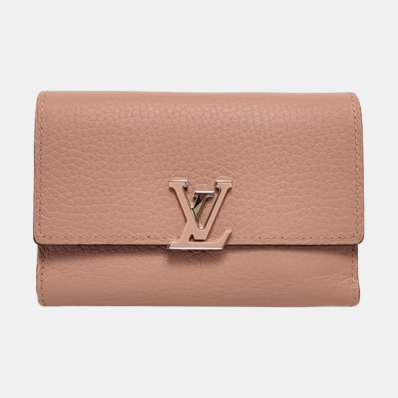 LOUIS VUITTON CAPUCINES Nude Pink Cow Leather Wallet Silver Hardware-(SKU)-955686743