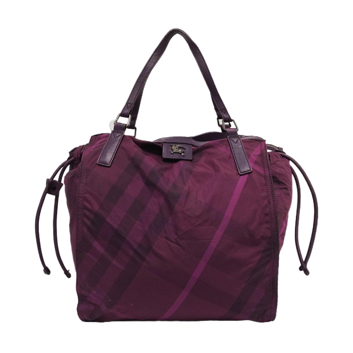 BURBERRY Buckleigh Purple Nylon Printed Single Shoulder Bag Handbag Black hardware-(SKU)-955908174