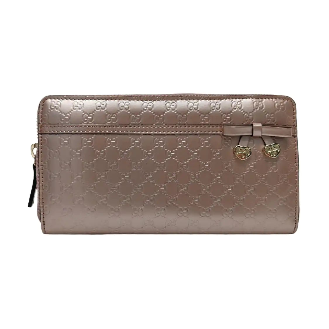 GUCCI Pink Patent Leather Monogram Embossed Wallet Golden hardware-(SKU)-955940441