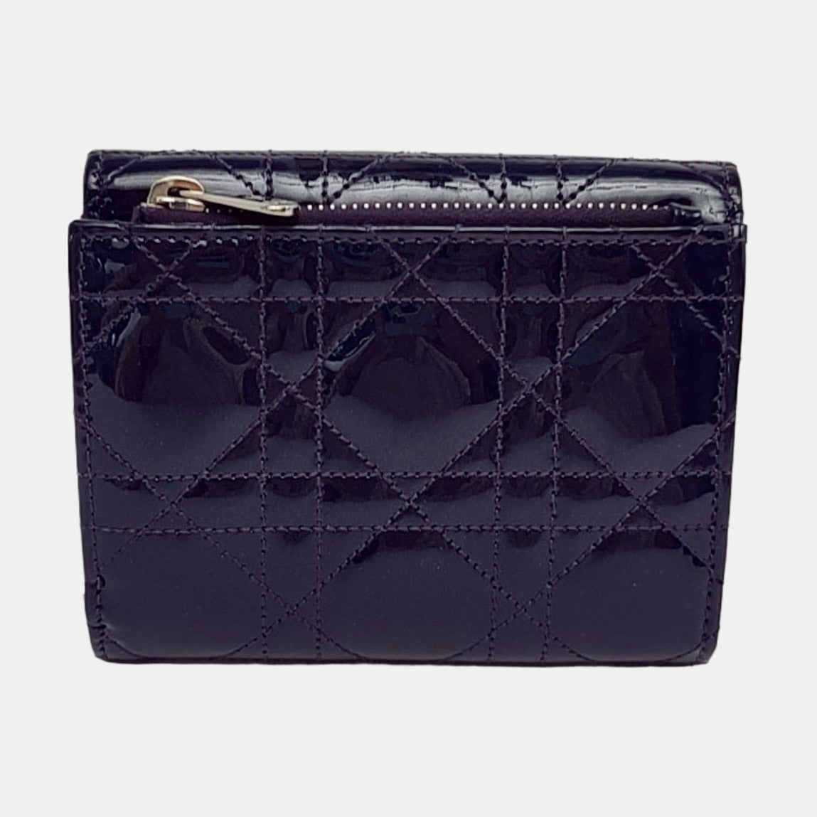DIOR Rendez-Vous Purple Patent Leather Weave Pattern Jacquard Wallet Silver Hardware Complete Accessories-(SKU)-956063530