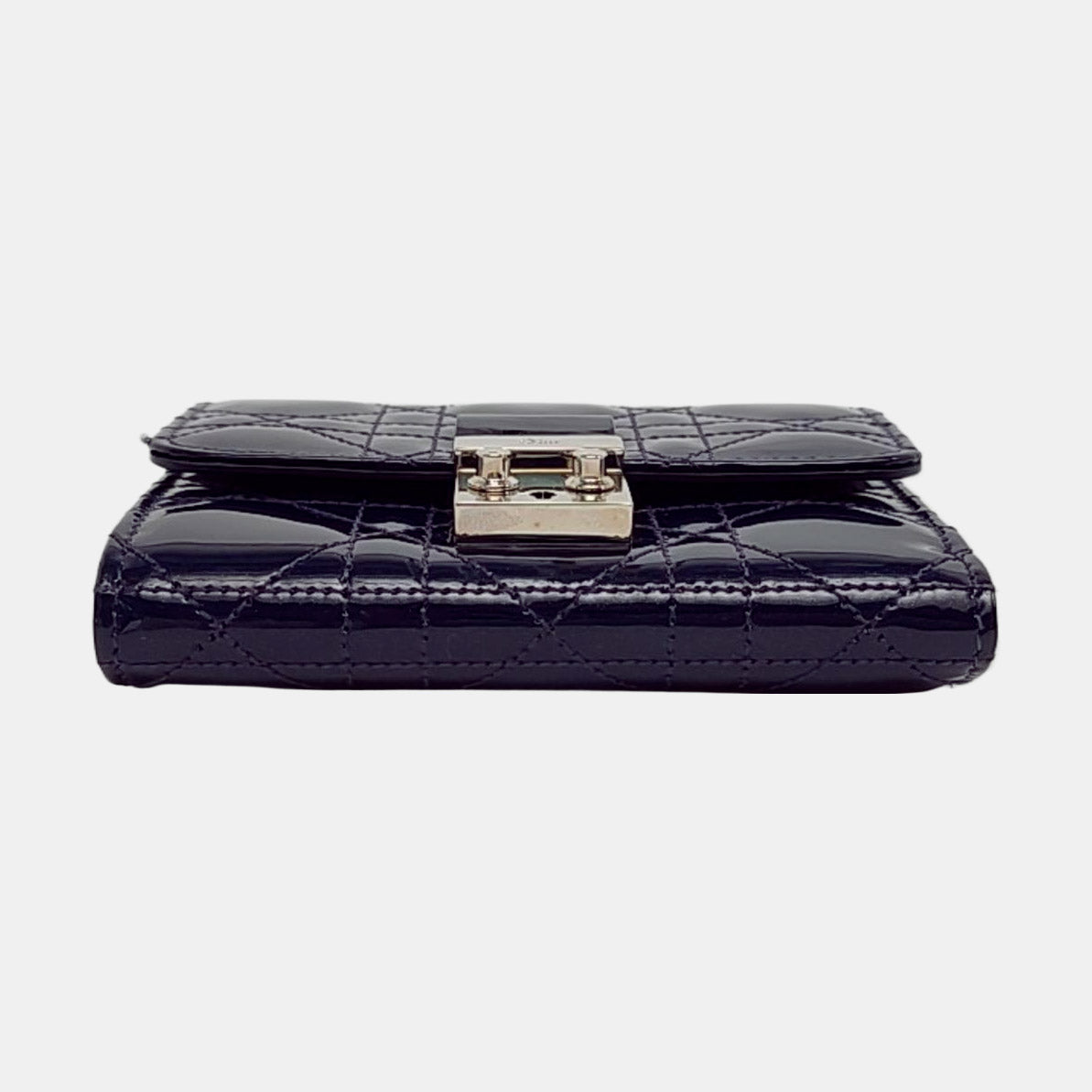 DIOR Rendez-Vous Purple Patent Leather Weave Pattern Jacquard Wallet Silver Hardware Complete Accessories-(SKU)-956063530