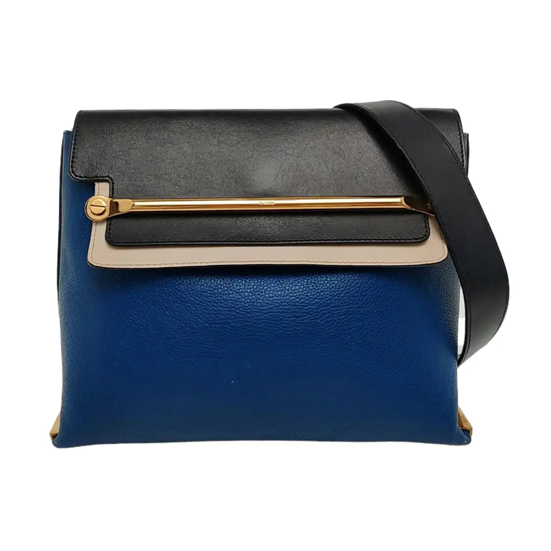 Chloé Clare Blue Cow Leather Crossbody Shoulder Bag with Shoulder Strap Golden hardware Removable shoulder strap-(SKU)-956245121