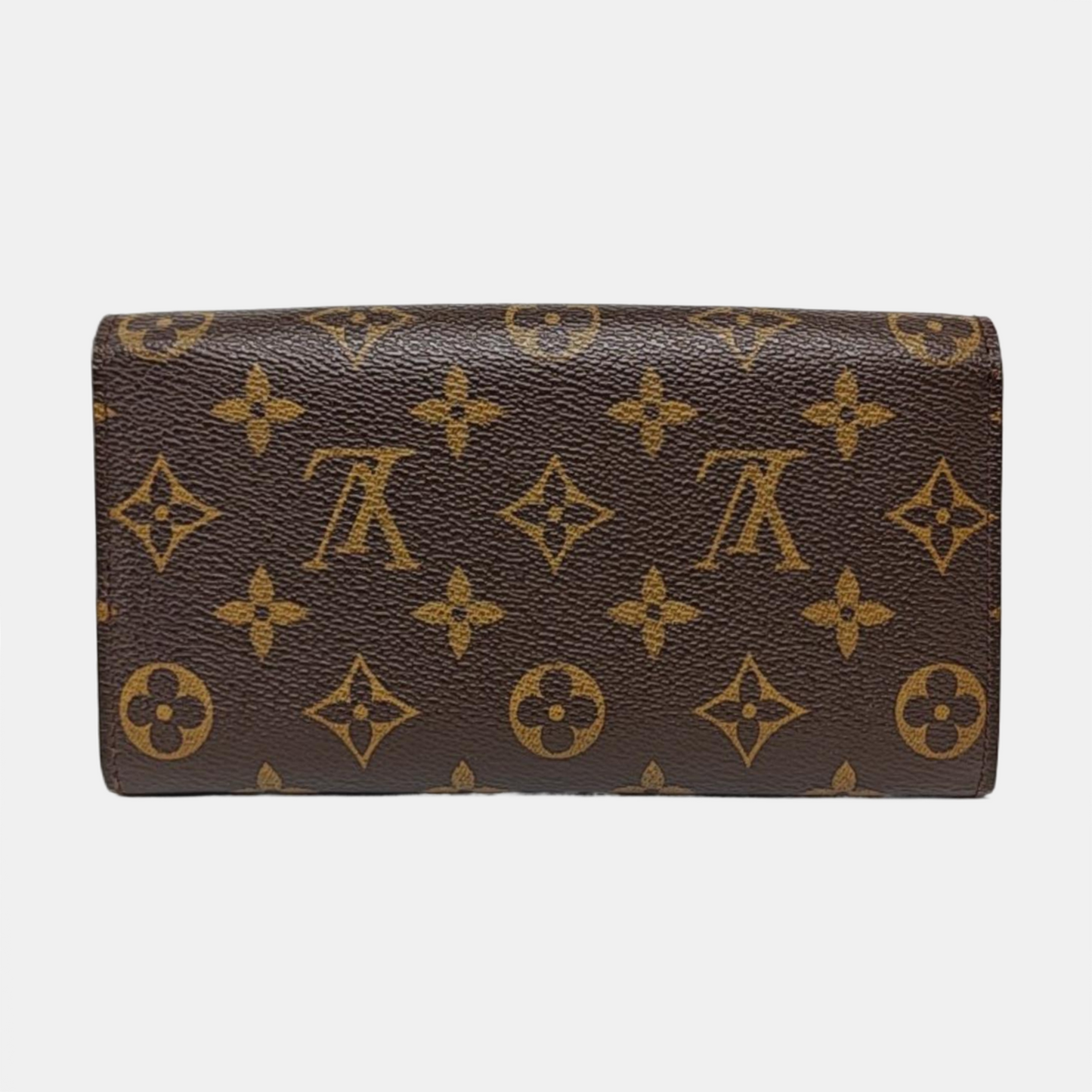LOUIS VUITTON PORTE MONNAIE Brown coated canvas vintage wallet Golden hardware-(SKU)-956342915