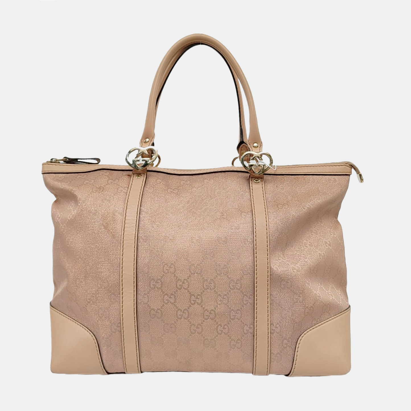 GUCCI Tote bag Large size Pink Canvas Monogrammed Tote Bag Single Shoulder Bag Golden hardware-(SKU)-956342457