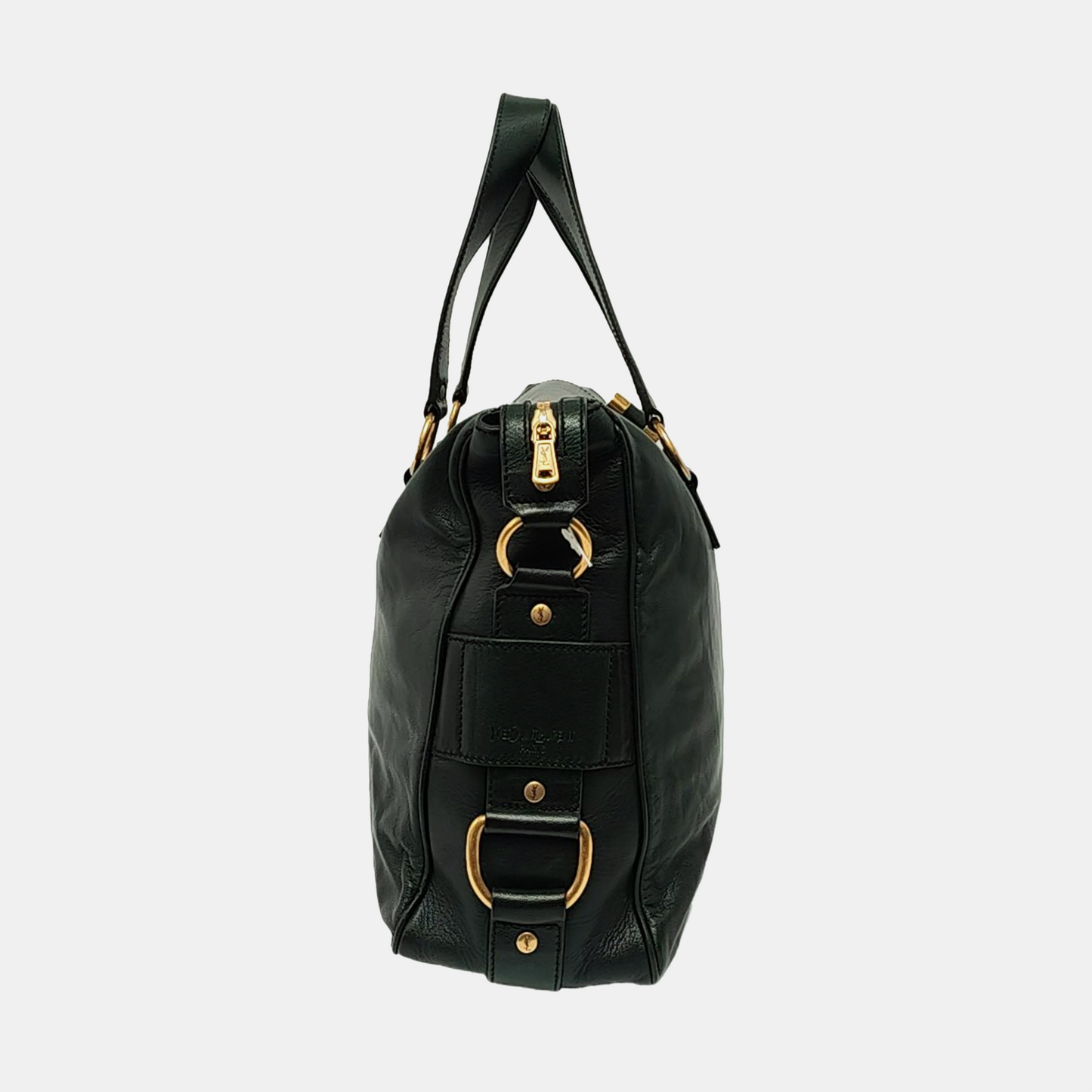 YSL RIVE GAUCHE Dark Green Cowhide Handbag Single Shoulder Bag Crossbody Golden hardware-(SKU)-956521580